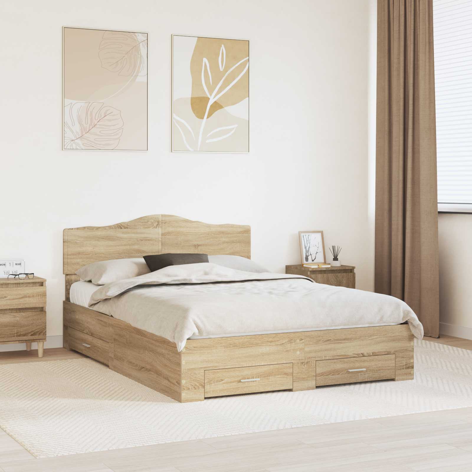 Cadre de lit Chêne Sonoma 150 x 200 cm Bois d'ingénierie - XIOS