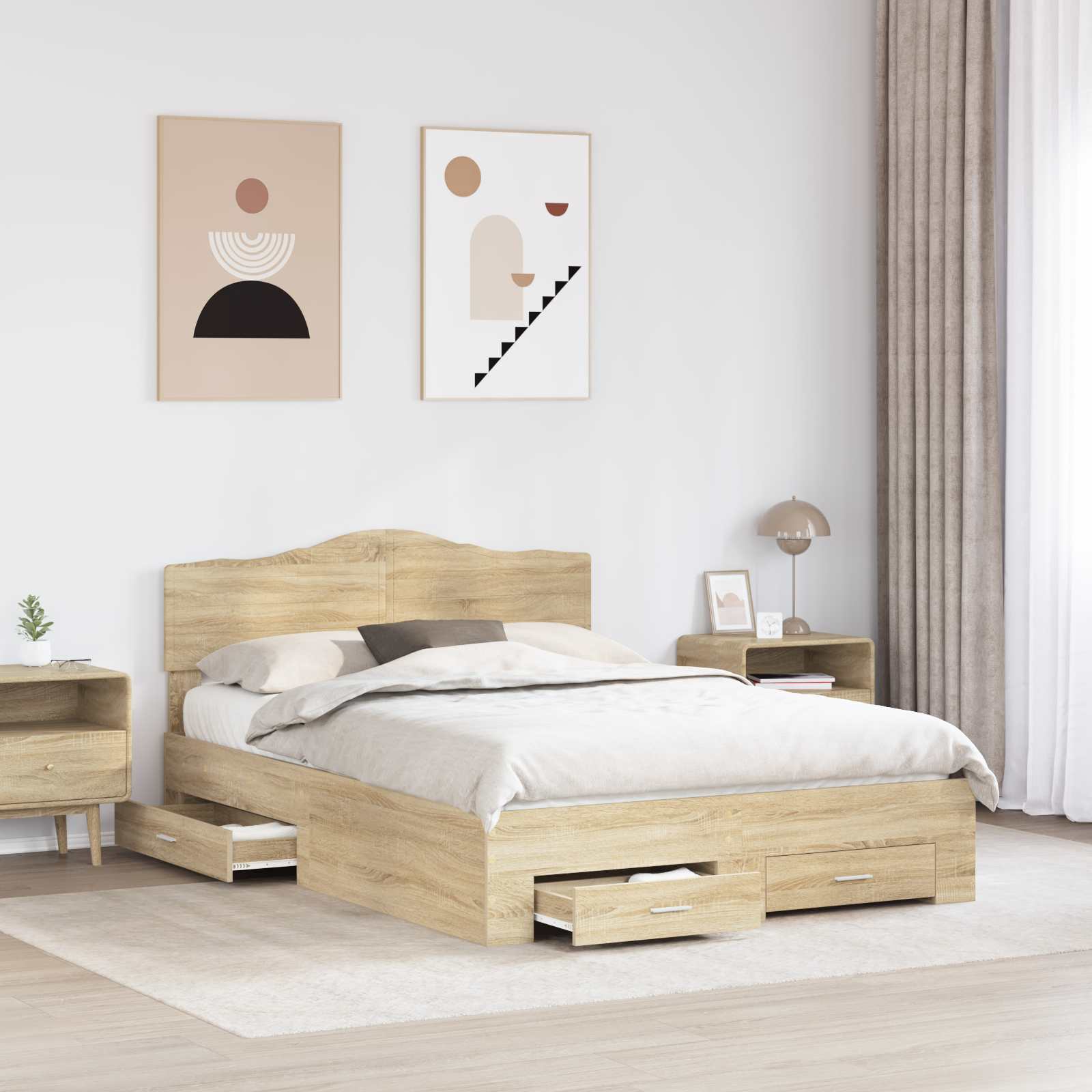 Cadre de lit Chêne Sonoma 150 x 200 cm Bois d'ingénierie - XIOS