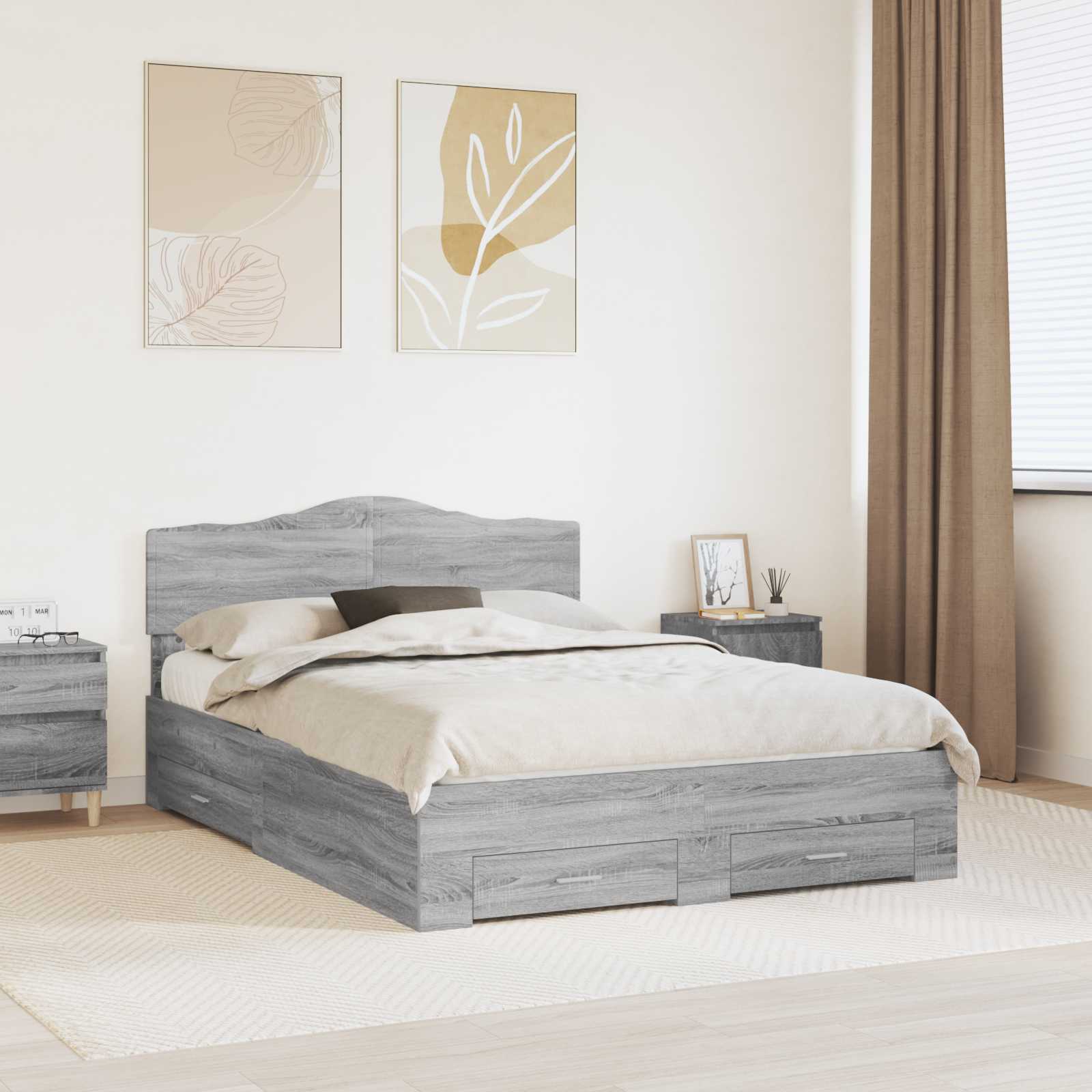 Cadre de lit Gris Sonoma 140 x 200 cm Bois d'ingénierie - XIOS