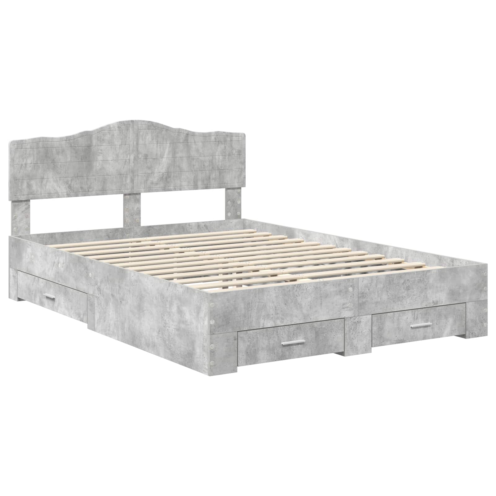 Cadre de lit Gris béton 140 x 190 cm Bois d'ingénierie - XIOS
