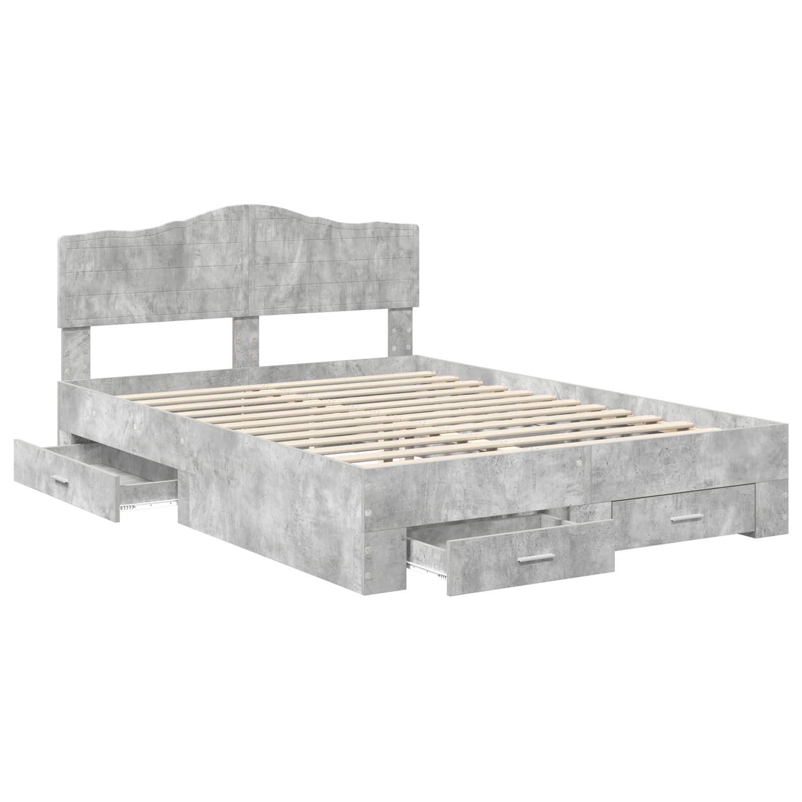 Cadre de lit Gris béton 140 x 190 cm Bois d'ingénierie - XIOS