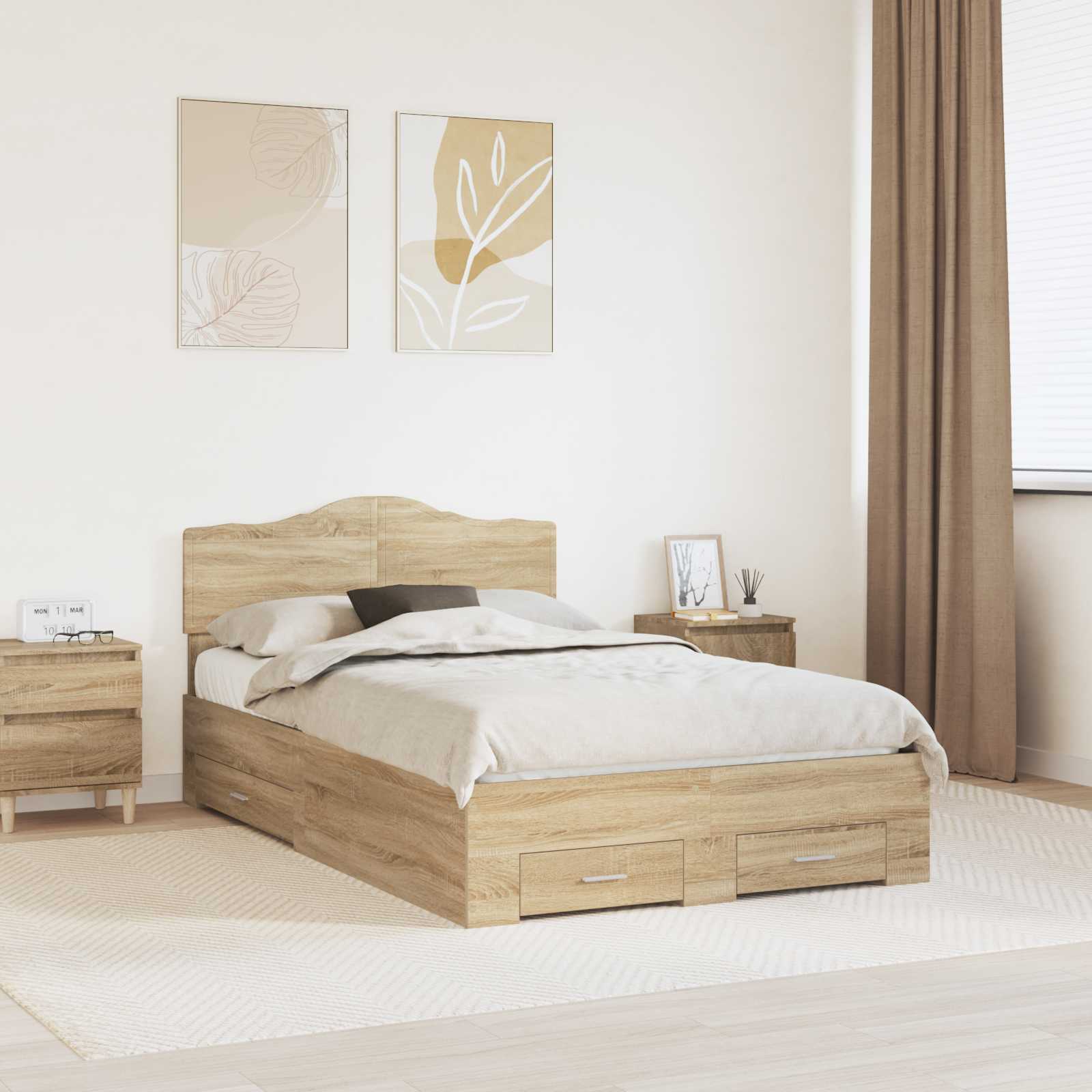 Cadre de lit Chêne Sonoma 135 x 190 cm Bois d'ingénierie - XIOS