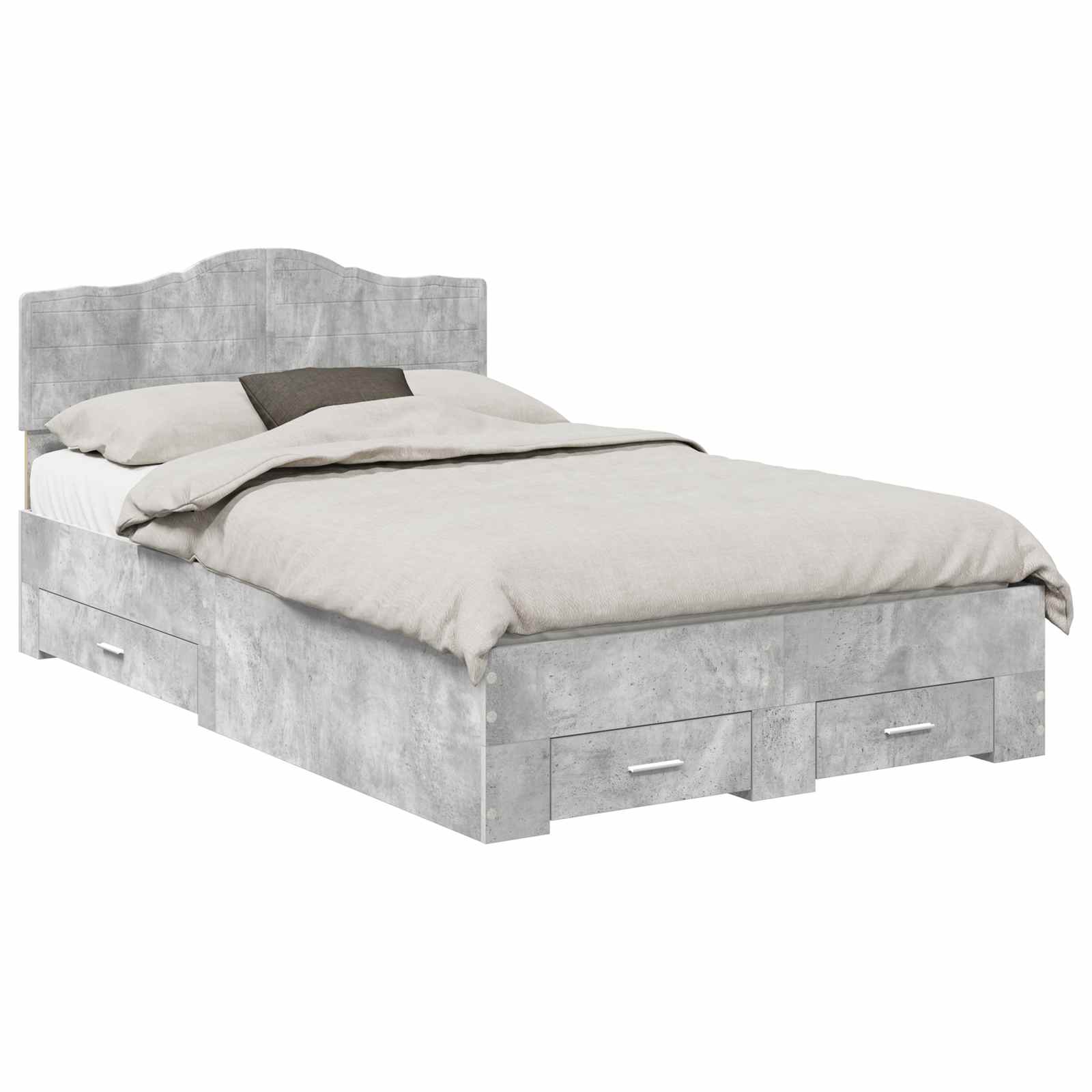 Cadre de lit Gris béton 135 x 190 cm Bois d'ingénierie - XIOS