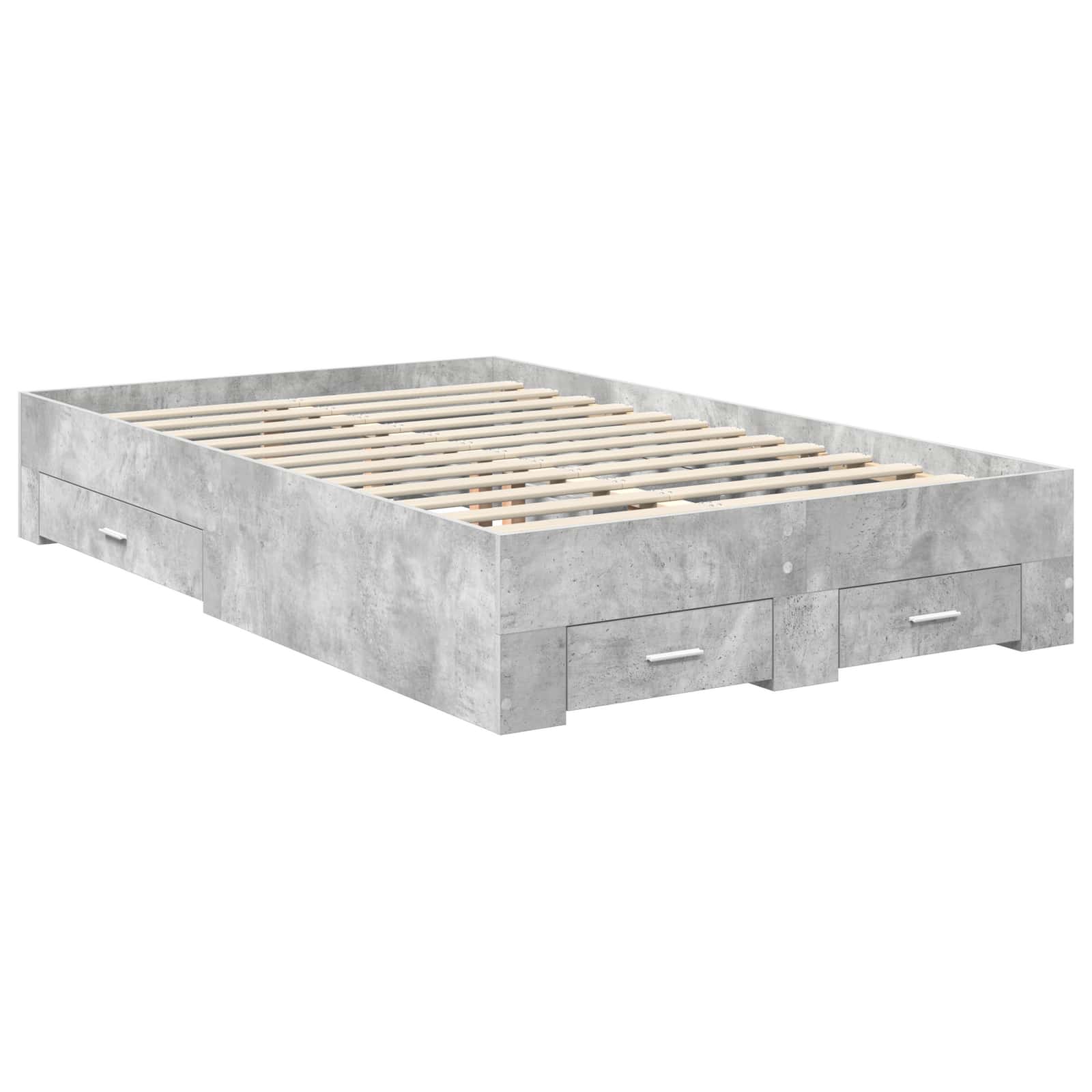 Cadre de lit Gris béton 135 x 190 cm Bois d'ingénierie - XIOS