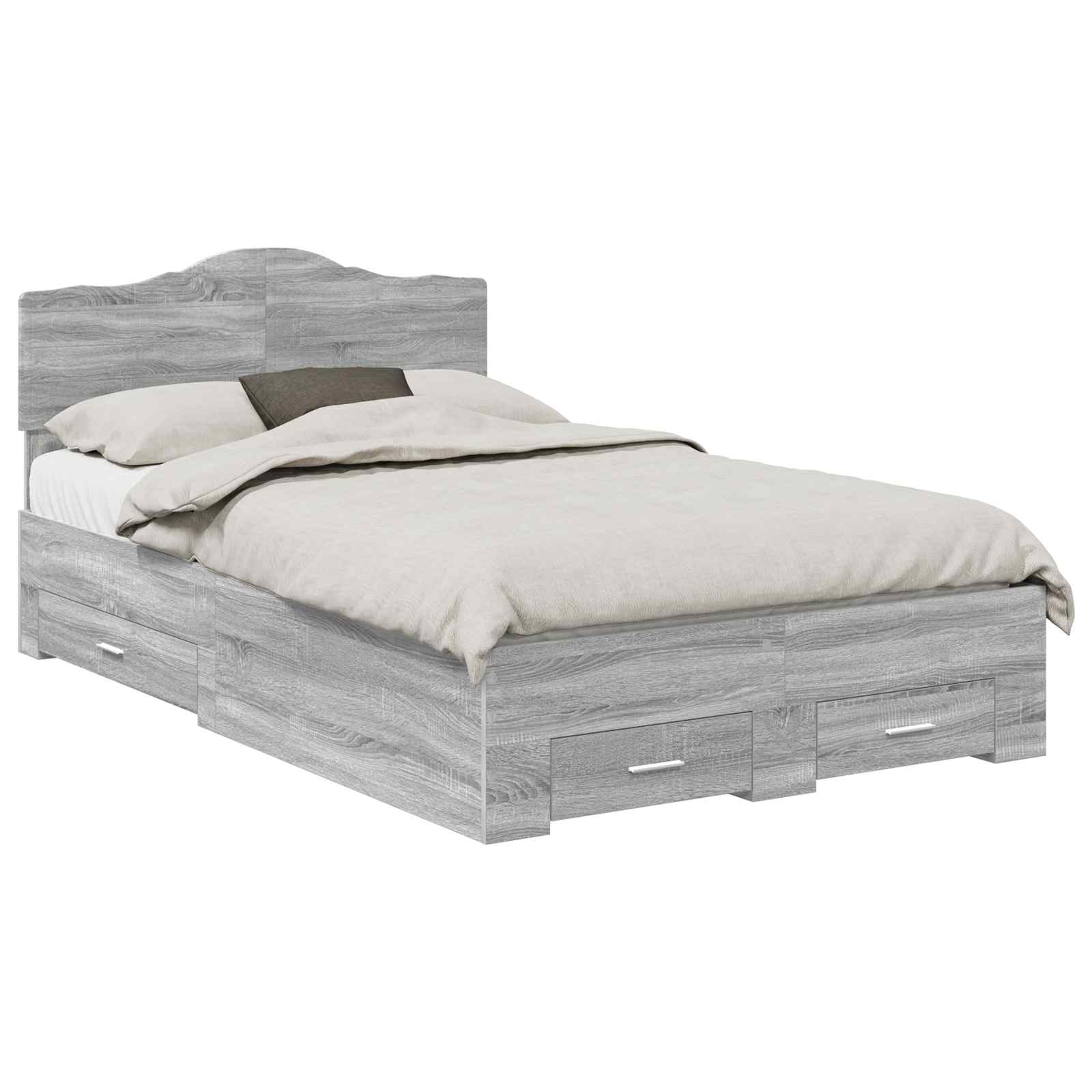 Cadre de lit Gris Sonoma 135 x 190 cm Bois d'ingénierie - XIOS