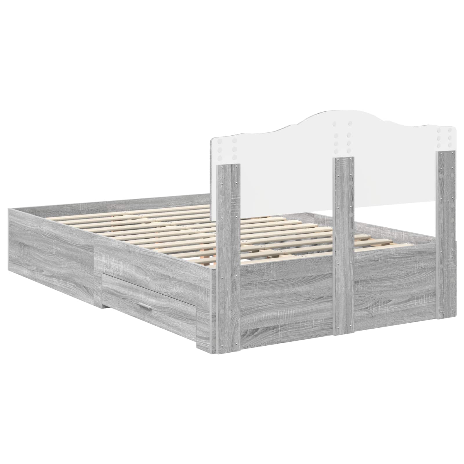 Cadre de lit Gris Sonoma 135 x 190 cm Bois d'ingénierie - XIOS