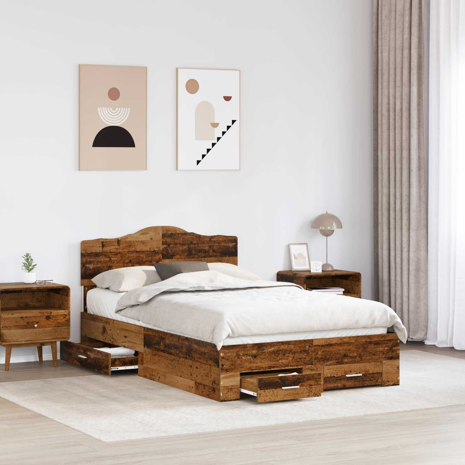 Cadre de lit Bois ancien 120 x 190 cm Bois d'ingénierie
