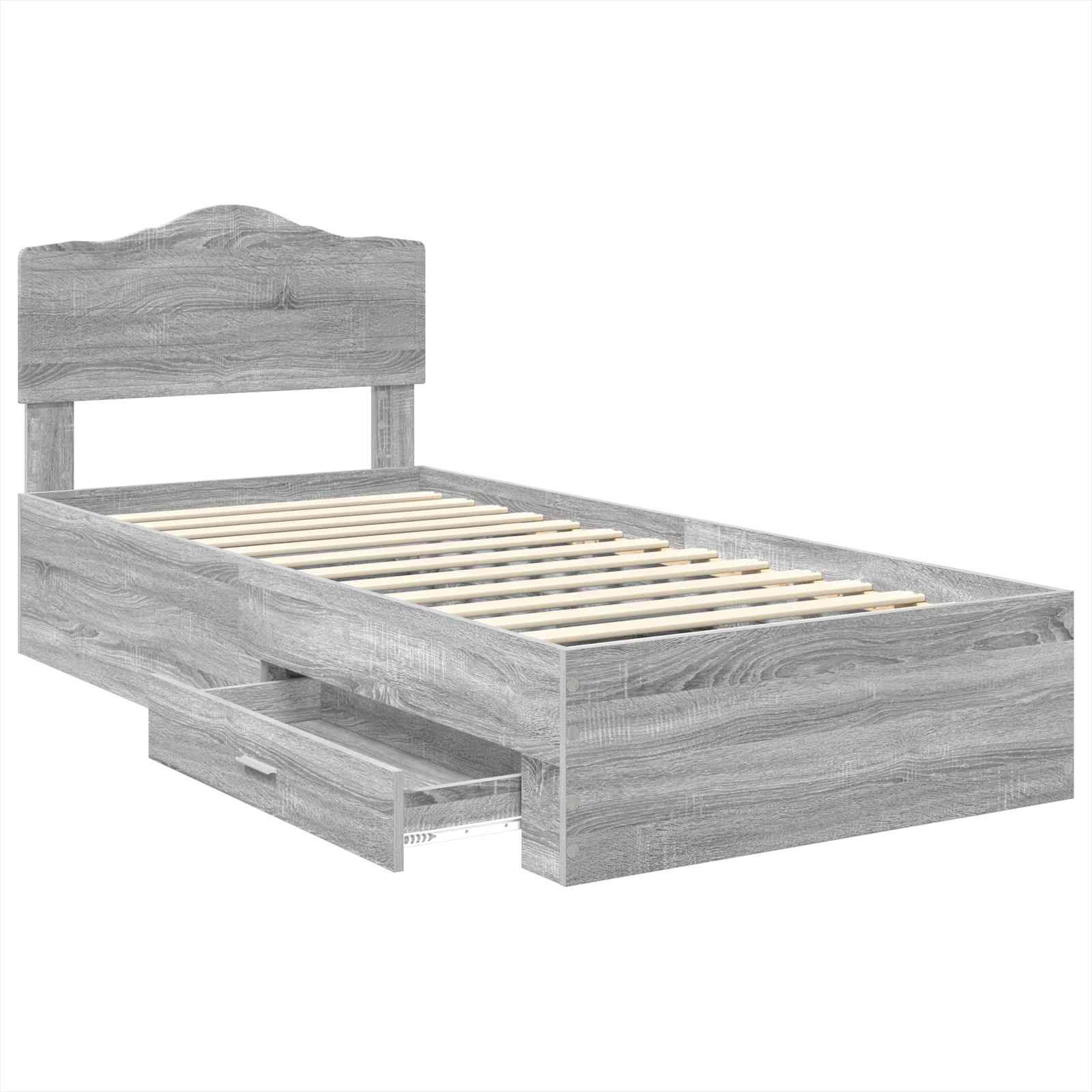 Cadre de lit Gris Sonoma 90 x 190 cm Bois d'ingénierie - XIOS