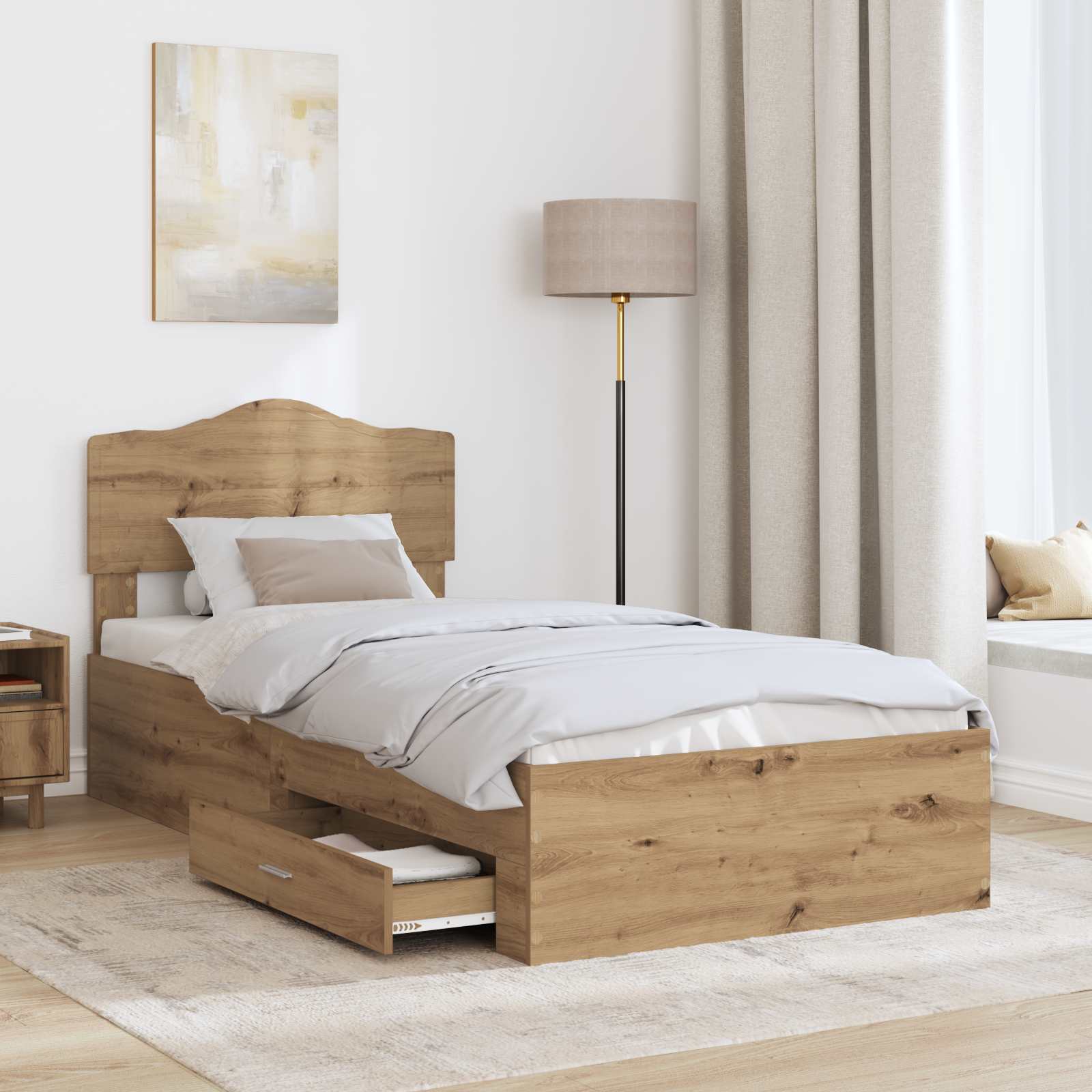 Cadre de lit Chêne artisanal 90 x 190 cm Bois d'ingénierie - XIOS
