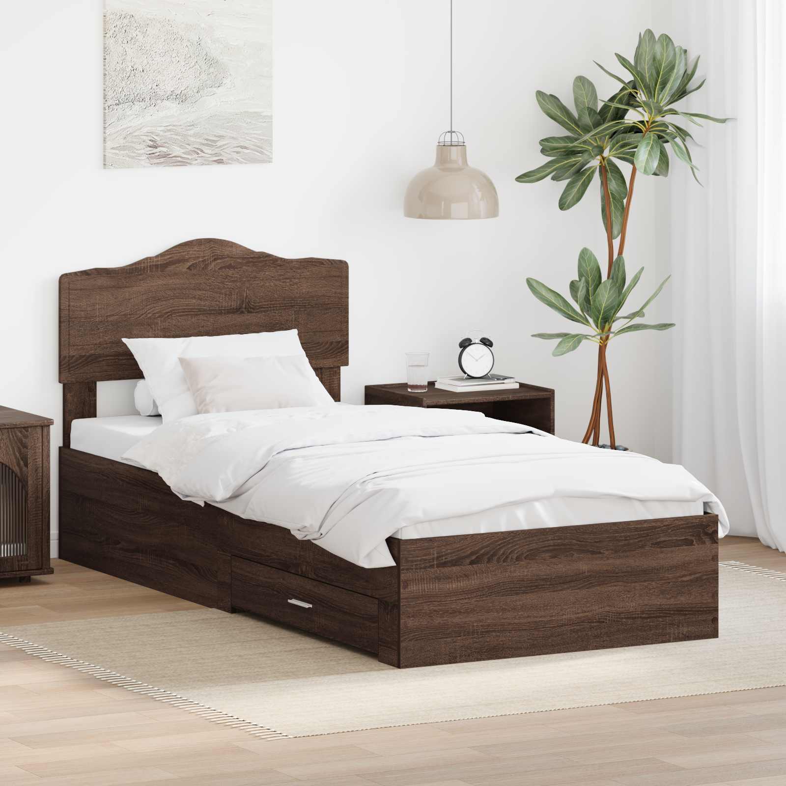 Cadre de lit Chêne brun 75 x 190 cm Bois d'ingénierie - XIOS