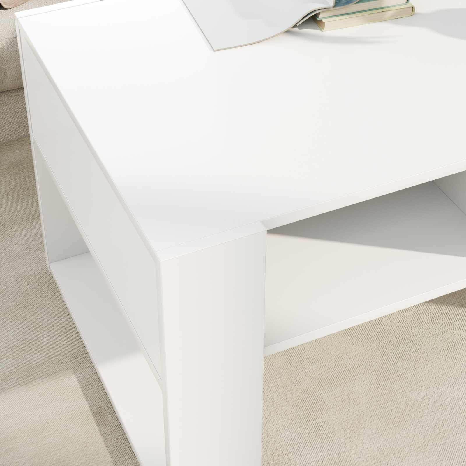 Table basse Blanc 92 x 53 x 45 cm Bois d'ingénierie - XIOS