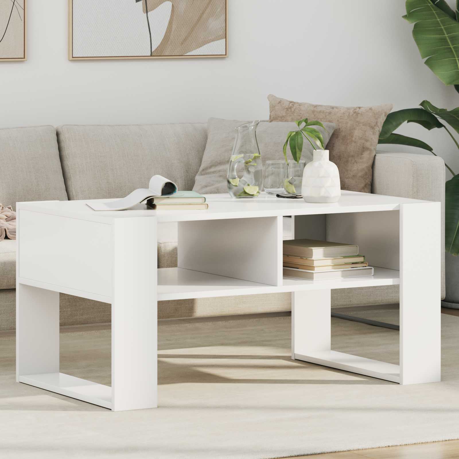 Table basse Blanc 92 x 53 x 45 cm Bois d'ingénierie - XIOS