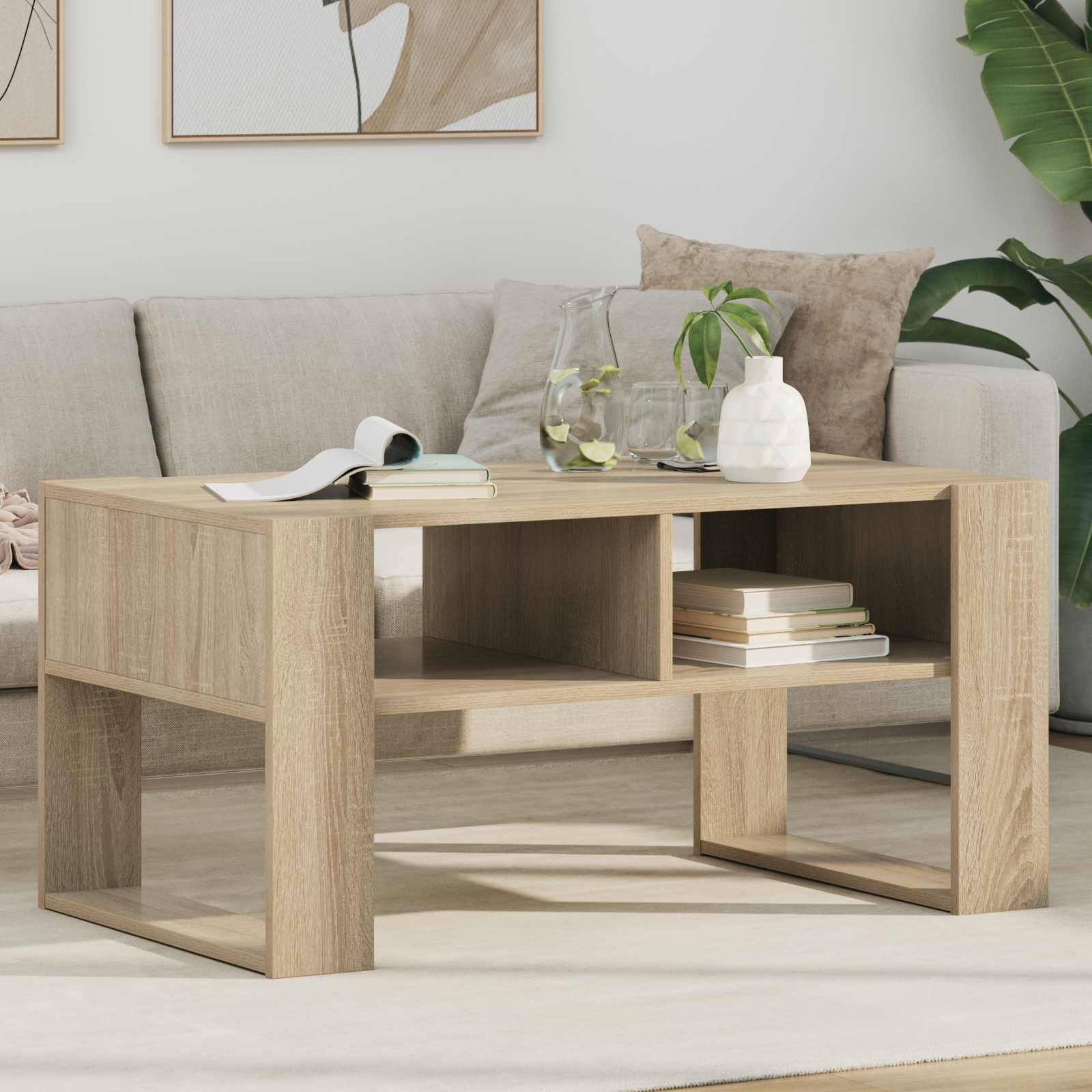 Table basse Chêne Sonoma 92 x 53 x 45 cm Bois d'ingénierie - XIOS