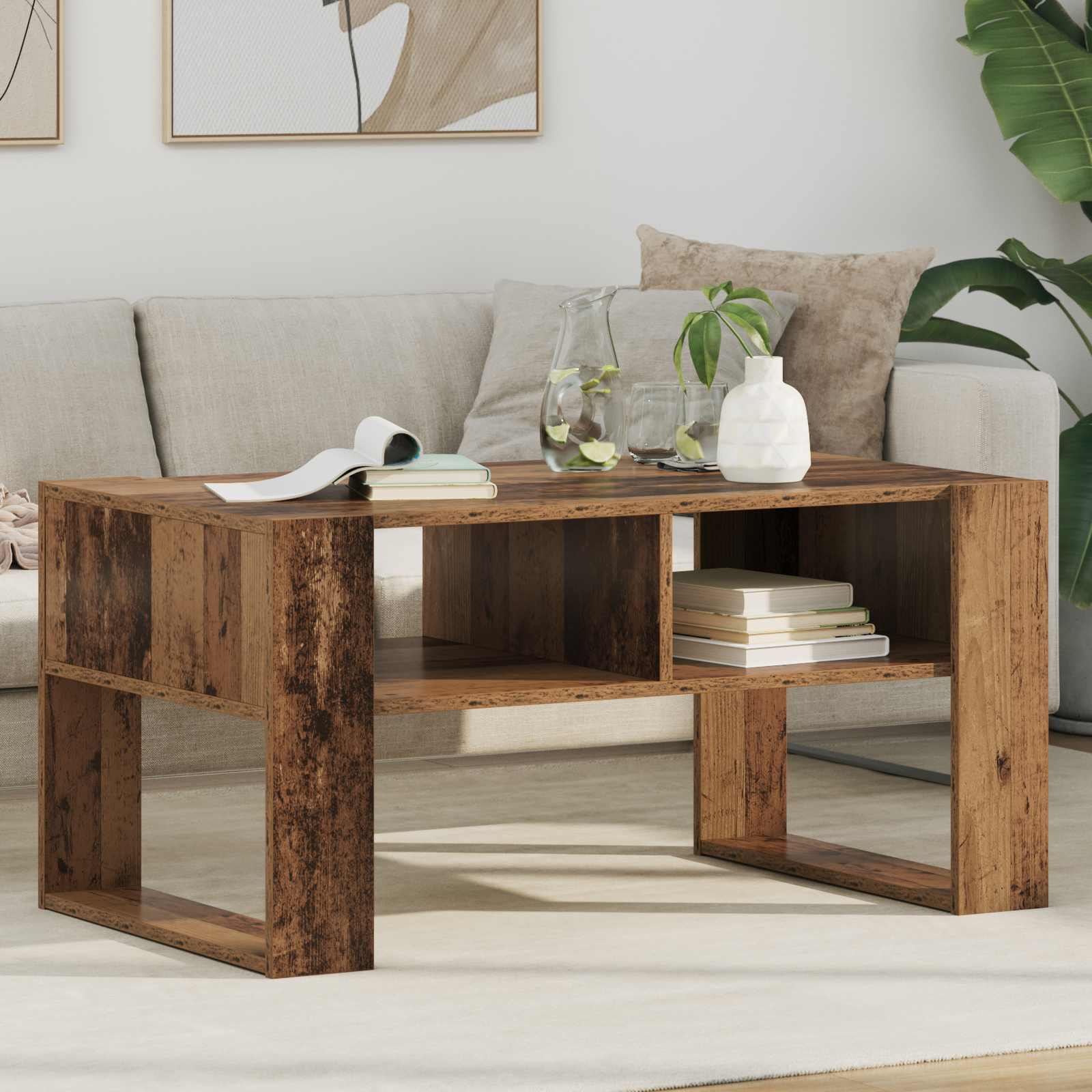 Table basse Bois ancien 92 x 53 x 45 cm Bois d'ingénierie - XIOS