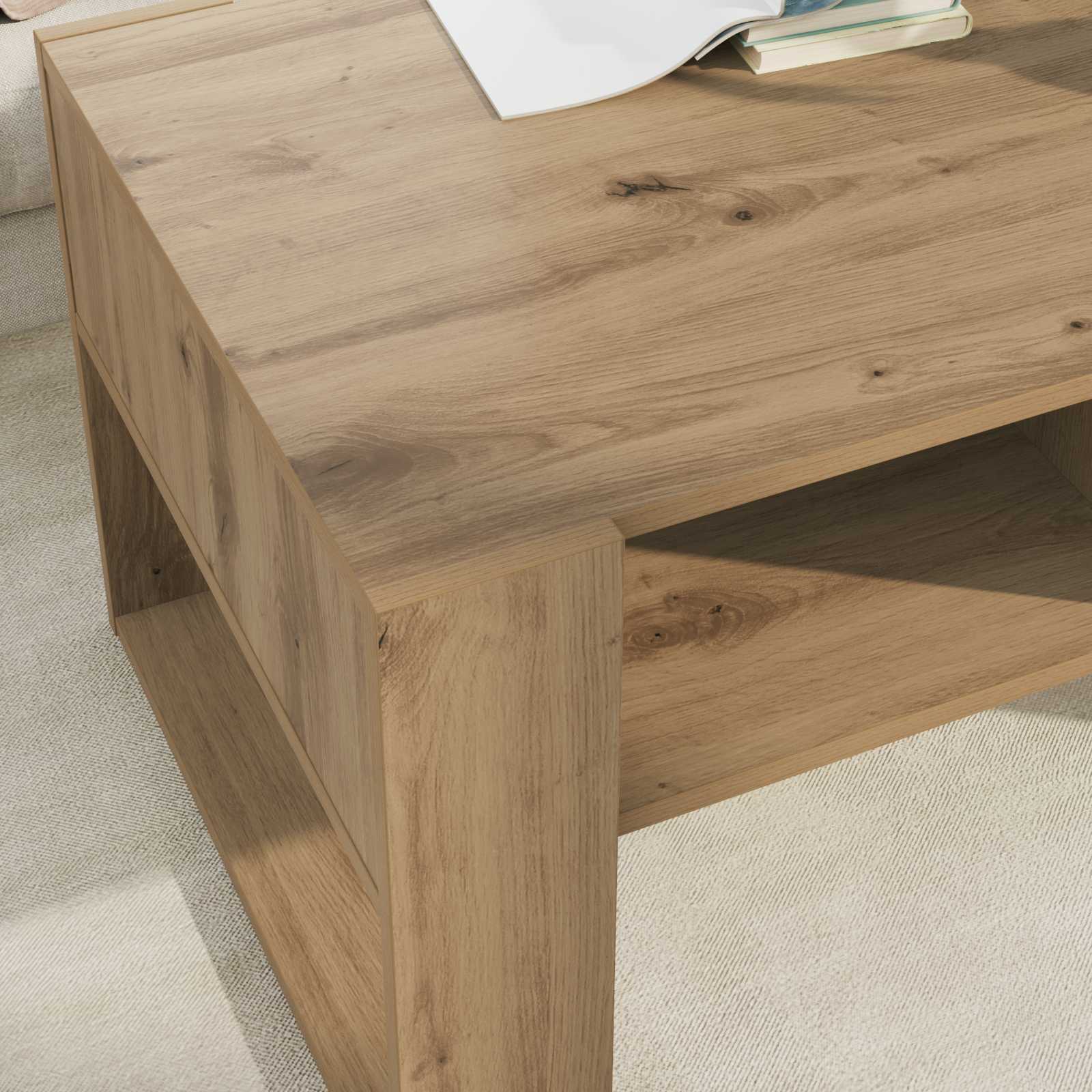 Table basse Chêne artisanal 92 x 53 x 45 cm Bois d'ingénierie - XIOS