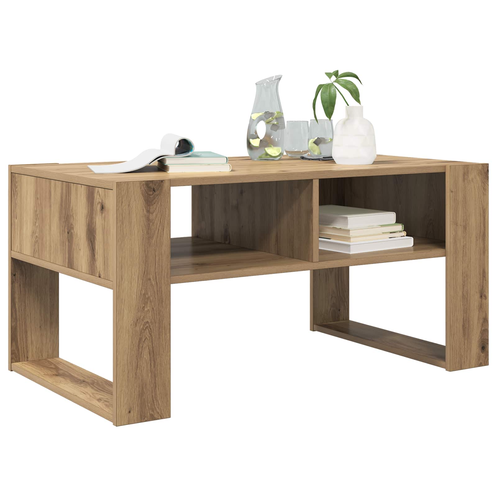 Table basse Chêne artisanal 92 x 53 x 45 cm Bois d'ingénierie - XIOS