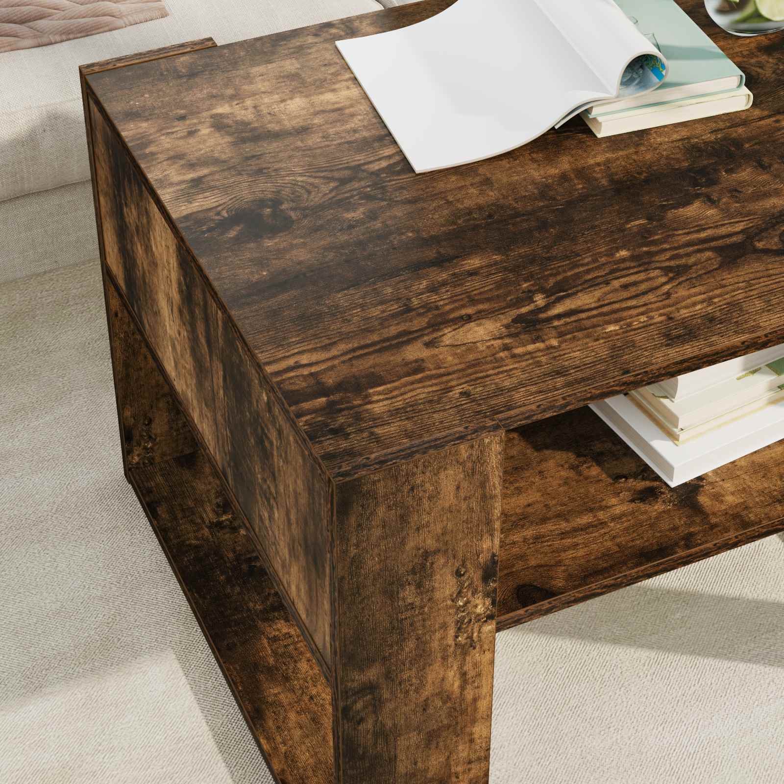 Table basse Chêne fumé 66 x 53 x 45 cm Bois d'ingénierie - XIOS