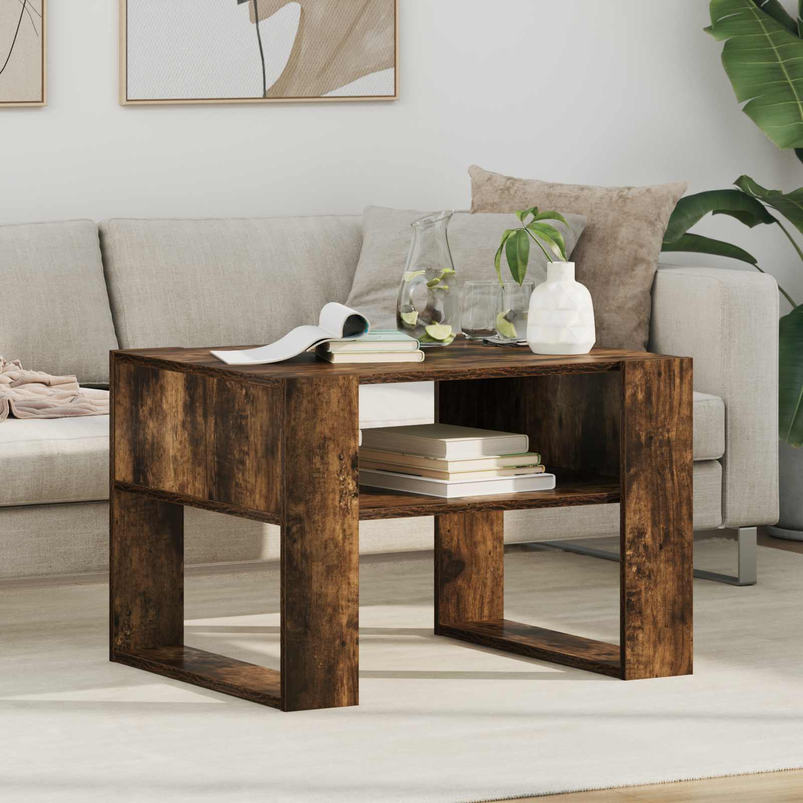 Table basse Chêne fumé 66 x 53 x 45 cm Bois d'ingénierie - XIOS