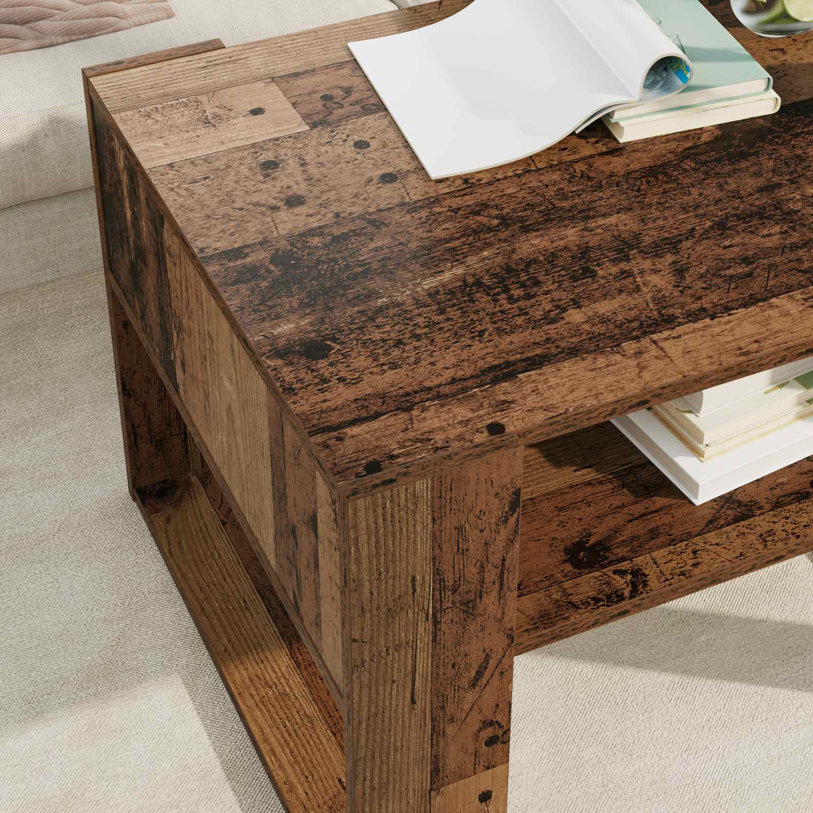 Table basse Bois ancien 66 x 53 x 45 cm Bois d'ingénierie - XIOS