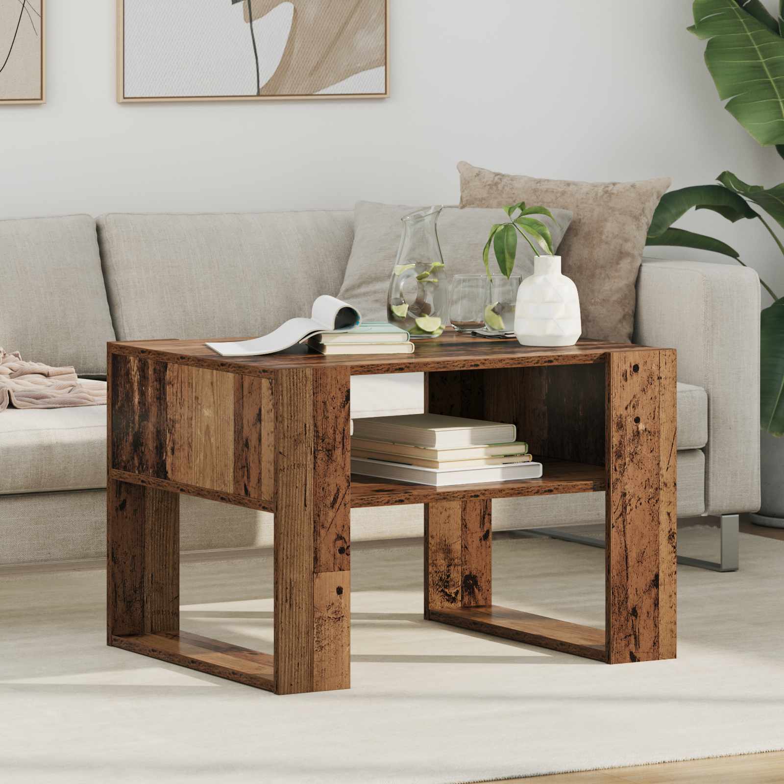 Table basse Bois ancien 66 x 53 x 45 cm Bois d'ingénierie - XIOS