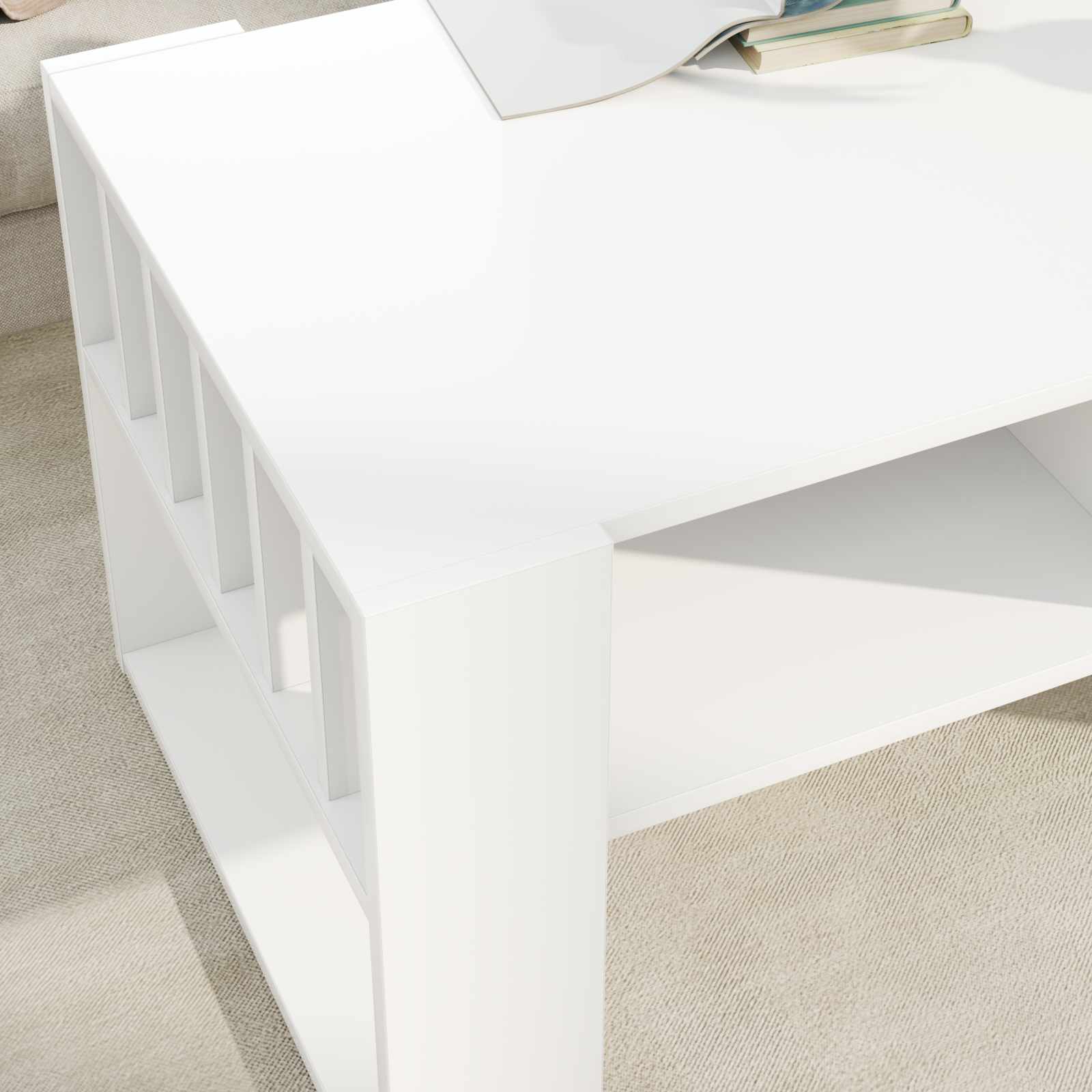 Table basse Blanc 92 x 49,5 x 45 cm Bois d'ingénierie - XIOS