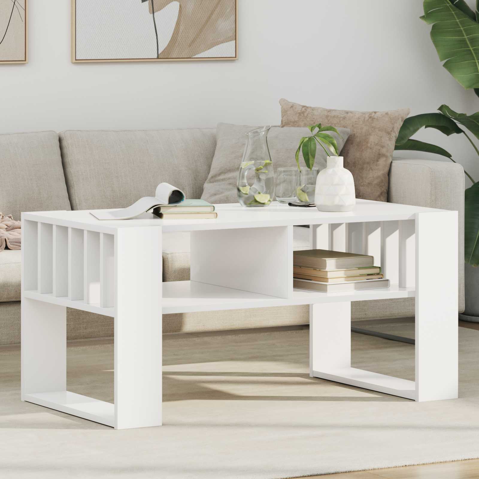 Table basse Blanc 92 x 49,5 x 45 cm Bois d'ingénierie - XIOS
