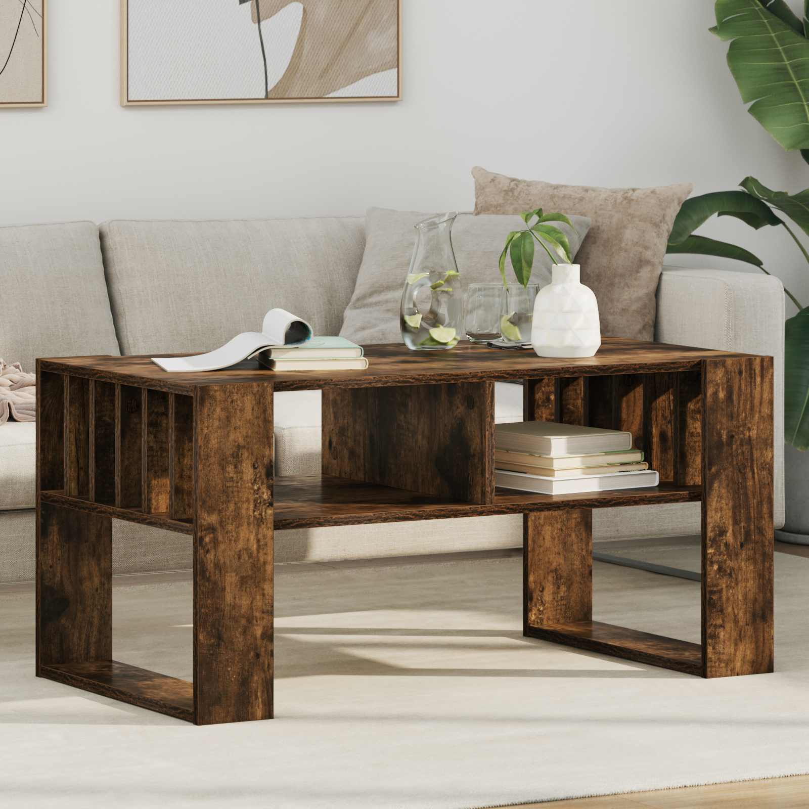 Table basse Chêne fumé 92 x 49,5 x 45 cm Bois d'ingénierie - XIOS