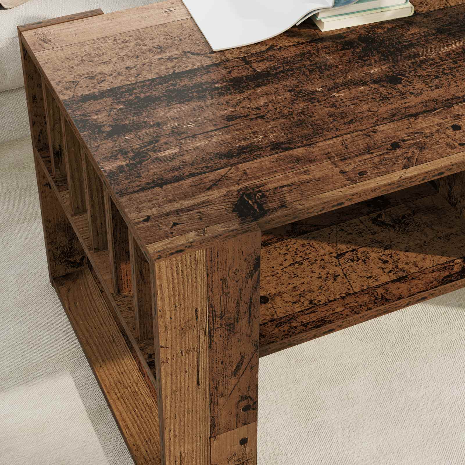 Table basse Bois ancien 92 x 49,5 x 45 cm Bois d'ingénierie