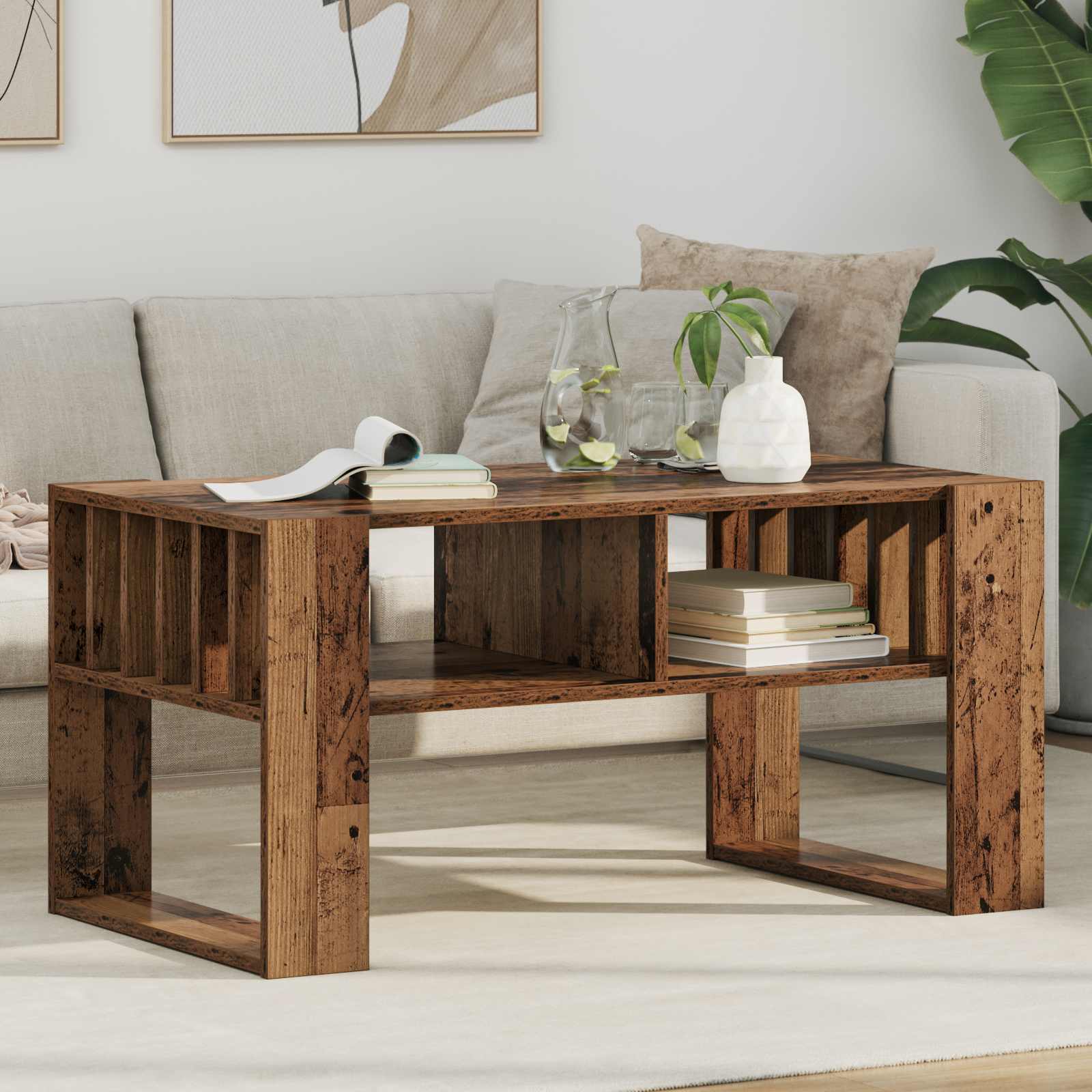 Table basse Bois ancien 92 x 49,5 x 45 cm Bois d'ingénierie