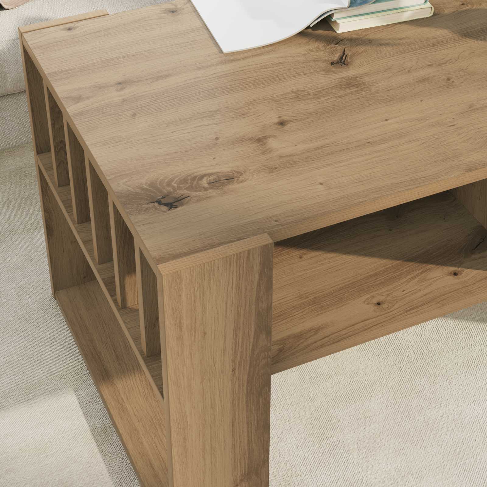 Table basse Chêne artisanal 92 x 49,5 x 45 cm Bois d'ingénierie - XIOS