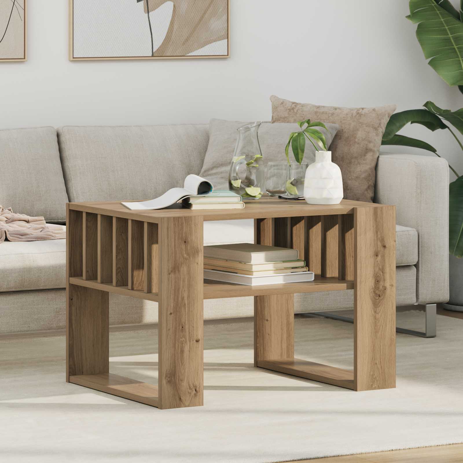 Table basse Chêne artisanal 66 x 49,5 x 45 cm Bois d'ingénierie - XIOS