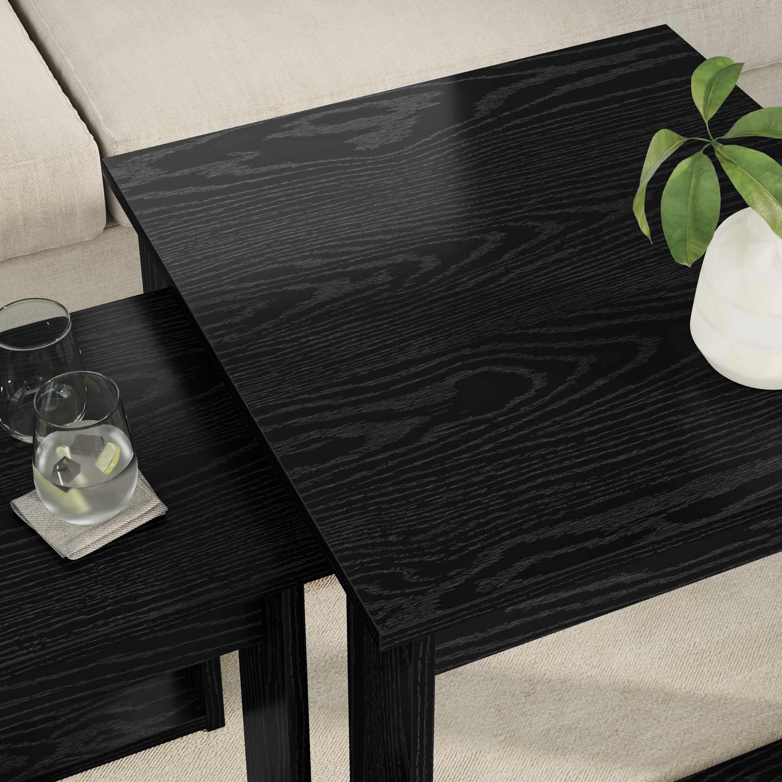Ensemble de tables basses 2 pc Chêne noir 50 x 52 x 42 cm - XIOS