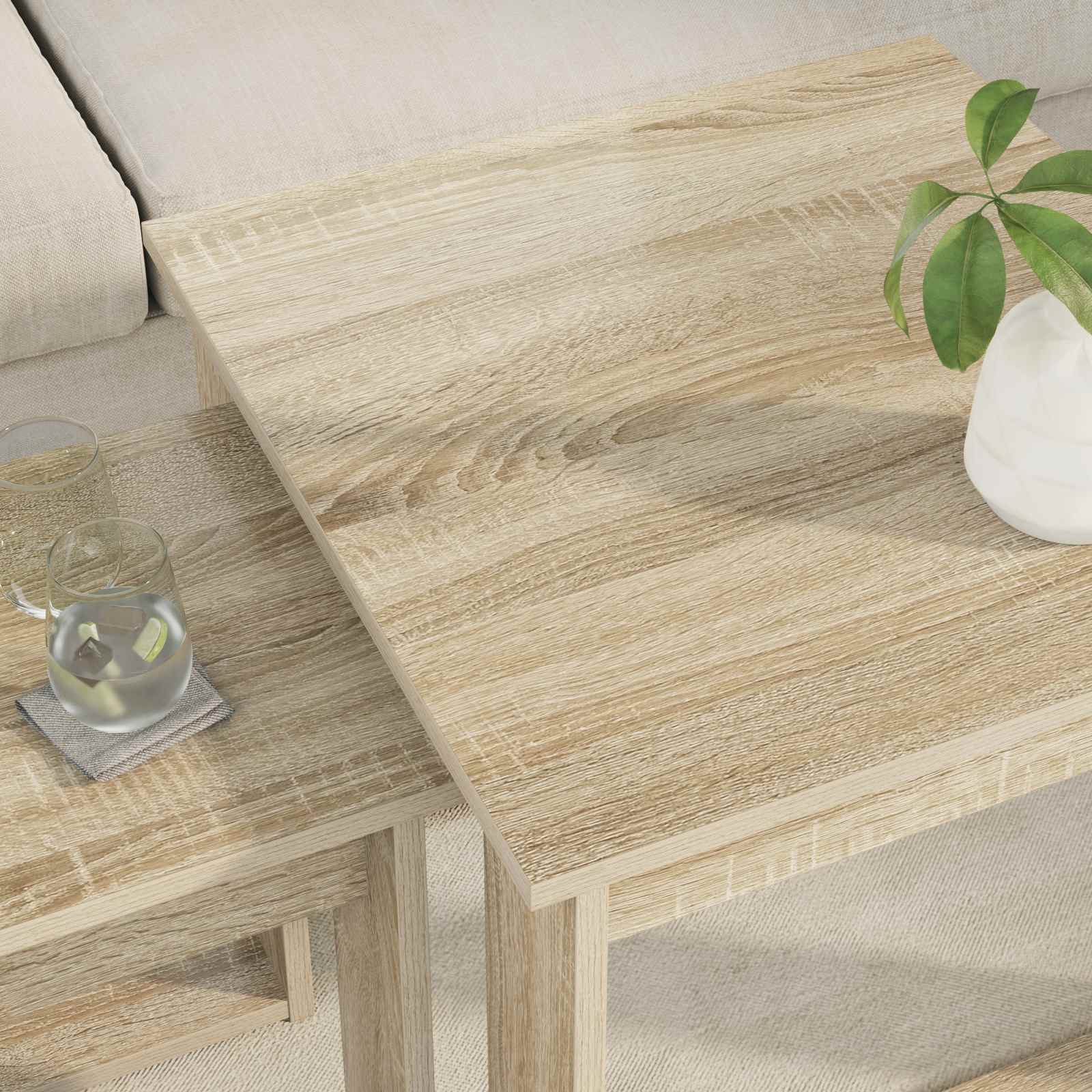 Ensemble de tables basses 2 pcs Chêne Sonoma Bois d'ingénierie