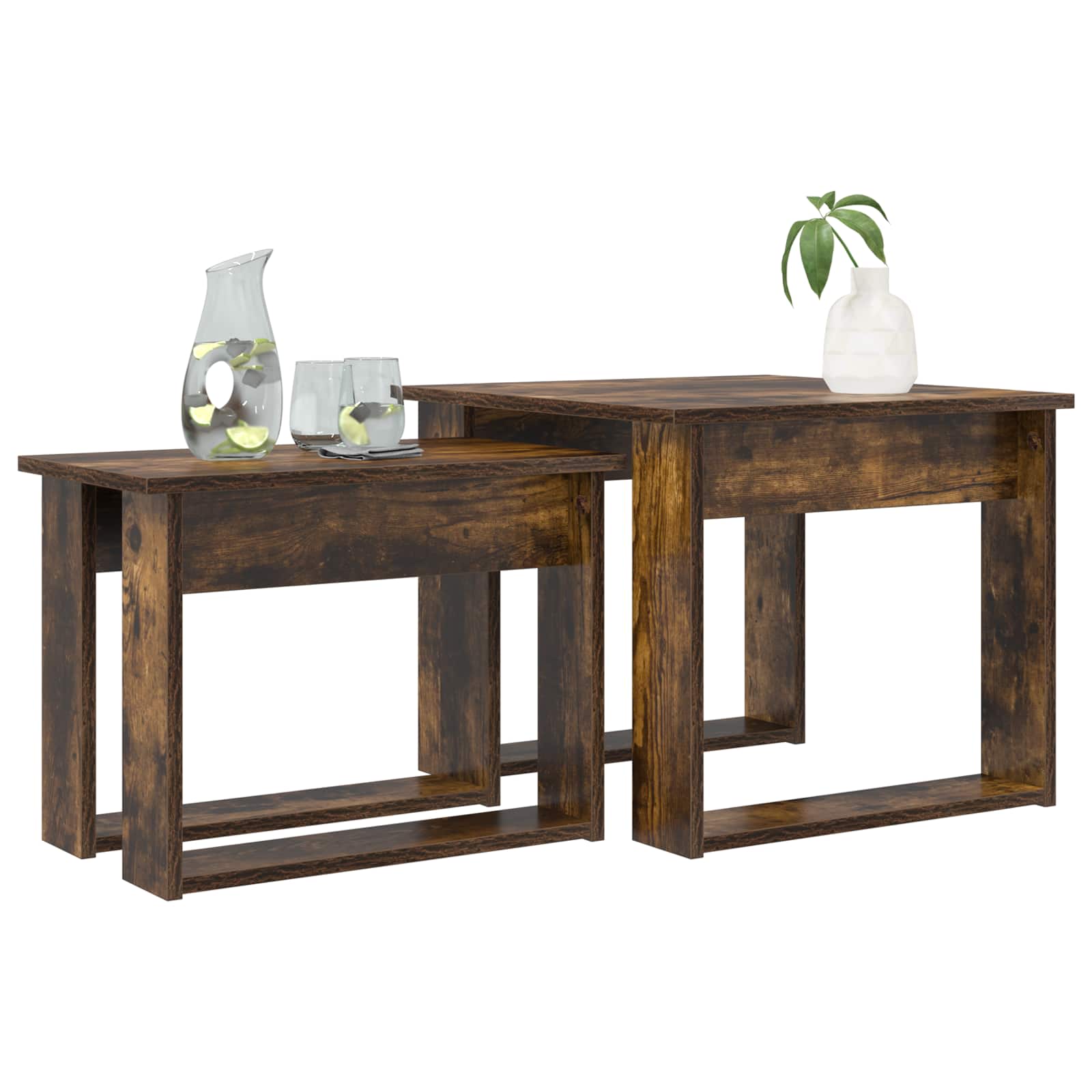 Ensemble de tables basses 2 pc Chêne fumé 50 x 52 x 42 cm - XIOS