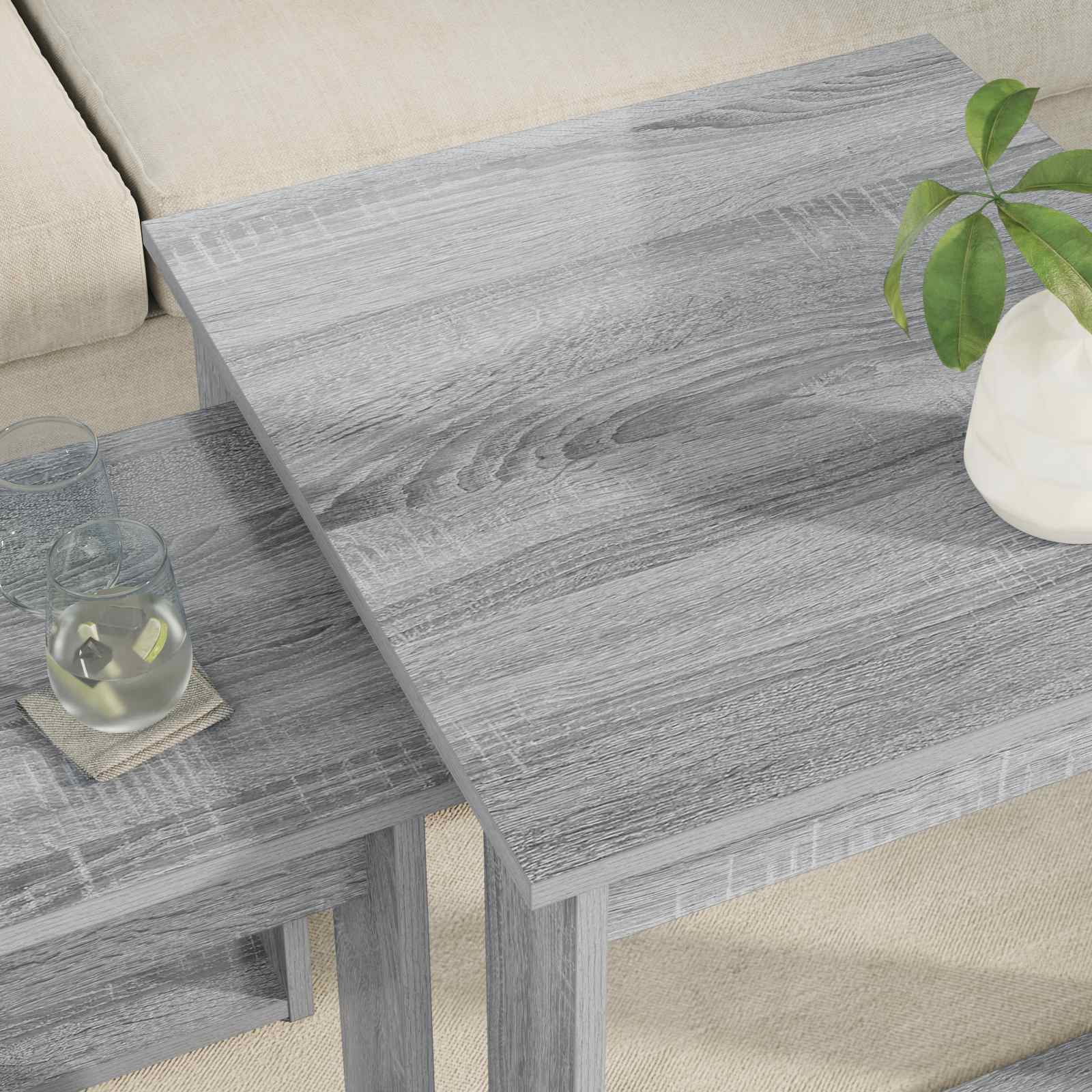 Ensemble de tables basses 2 pc Gris Sonoma 50 x 52 x 42 cm - XIOS