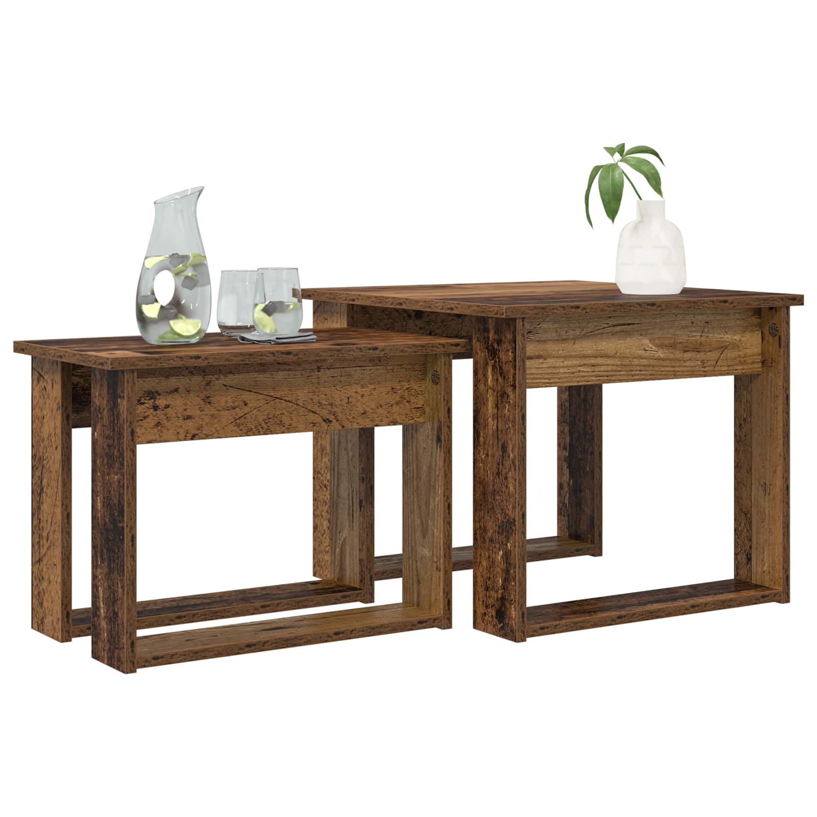 Ensemble de tables basses 2 pc Bois ancien 50 x 52 x 42 cm - XIOS