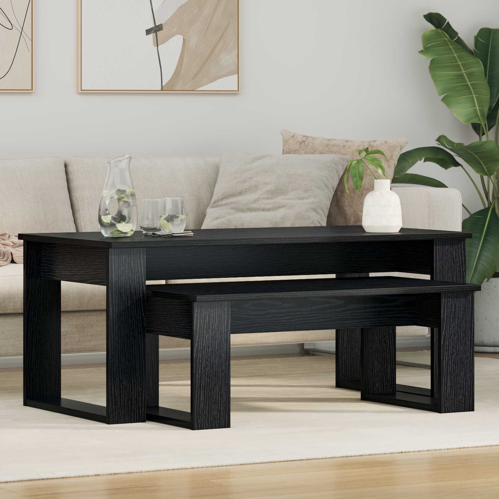 Ensemble de tables basses 2 pcs Chêne noir Bois d'ingénierie - XIOS