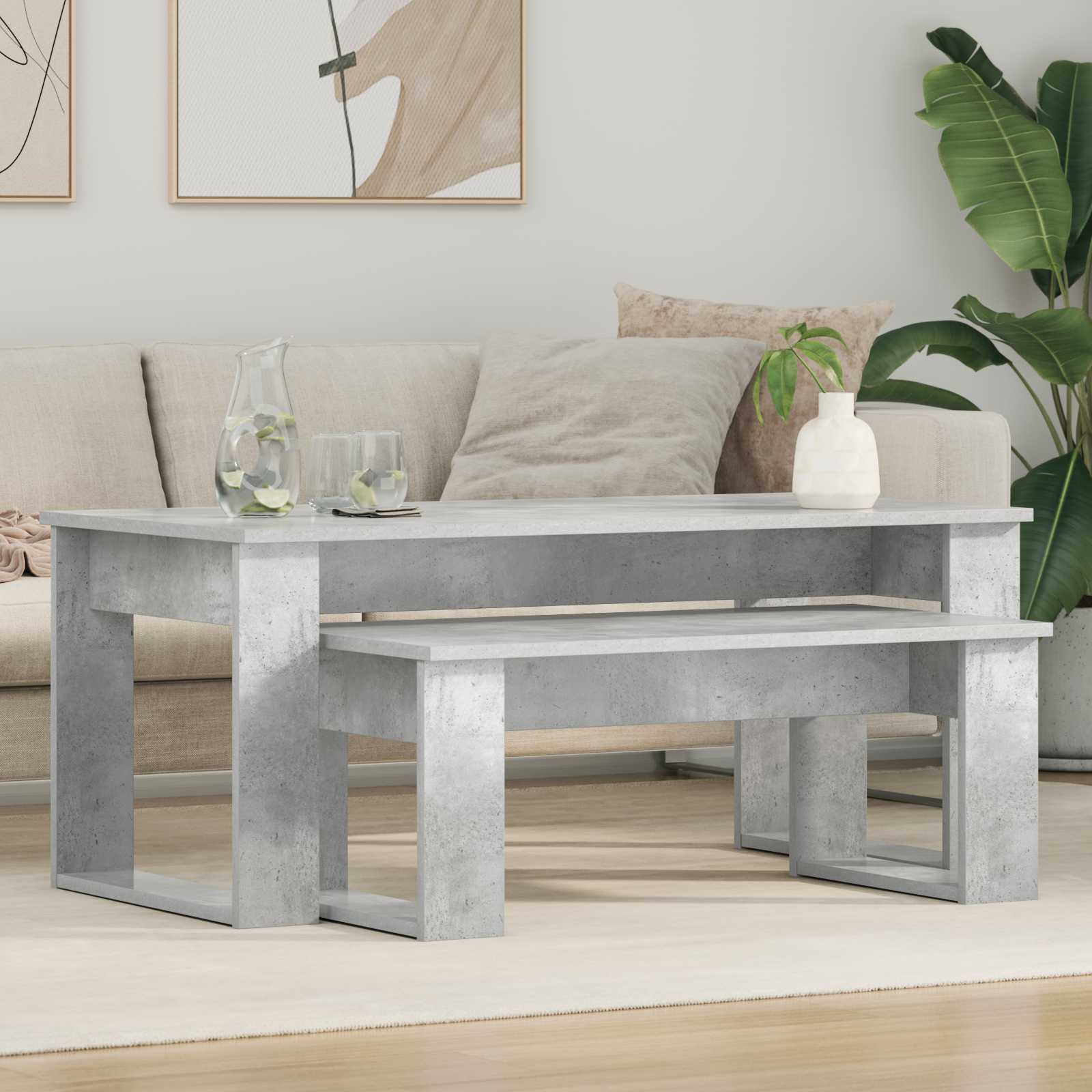 Ensemble de tables basses 2 pcs Gris béton Bois d'ingénierie - XIOS