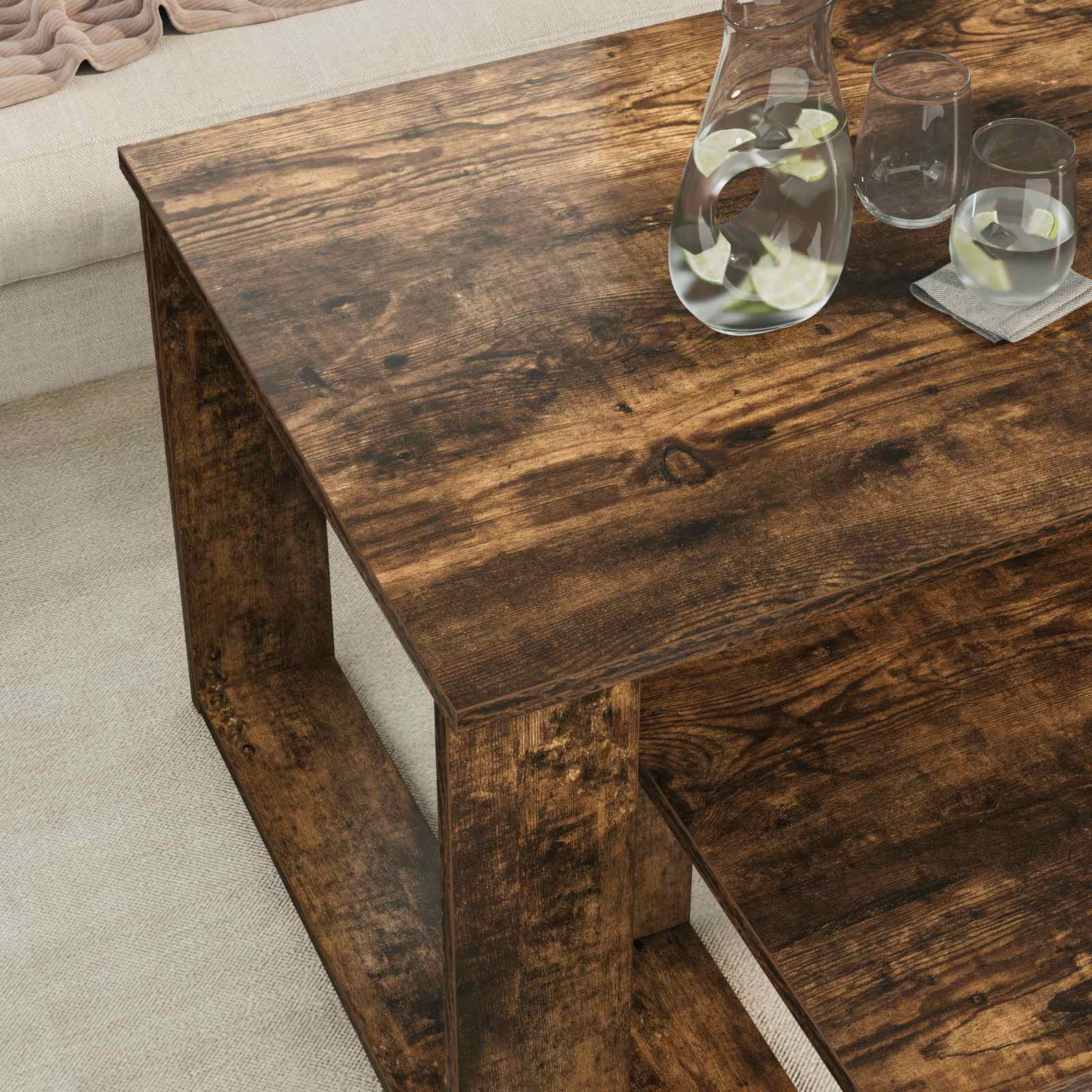Ensemble de tables basses 2 pcs Chêne fumé Bois d'ingénierie - XIOS