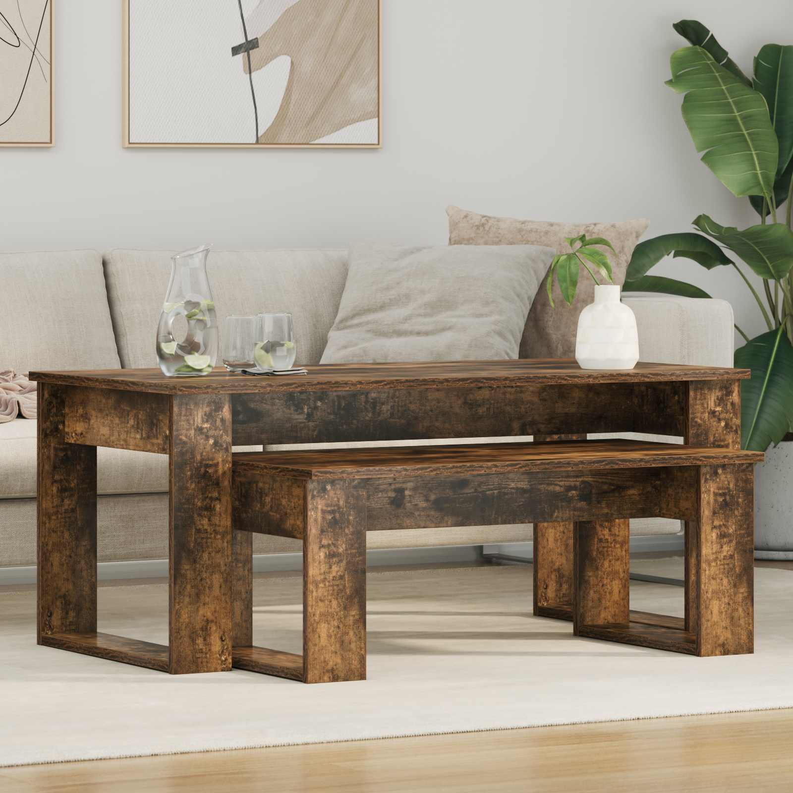 Ensemble de tables basses 2 pcs Chêne fumé Bois d'ingénierie - XIOS