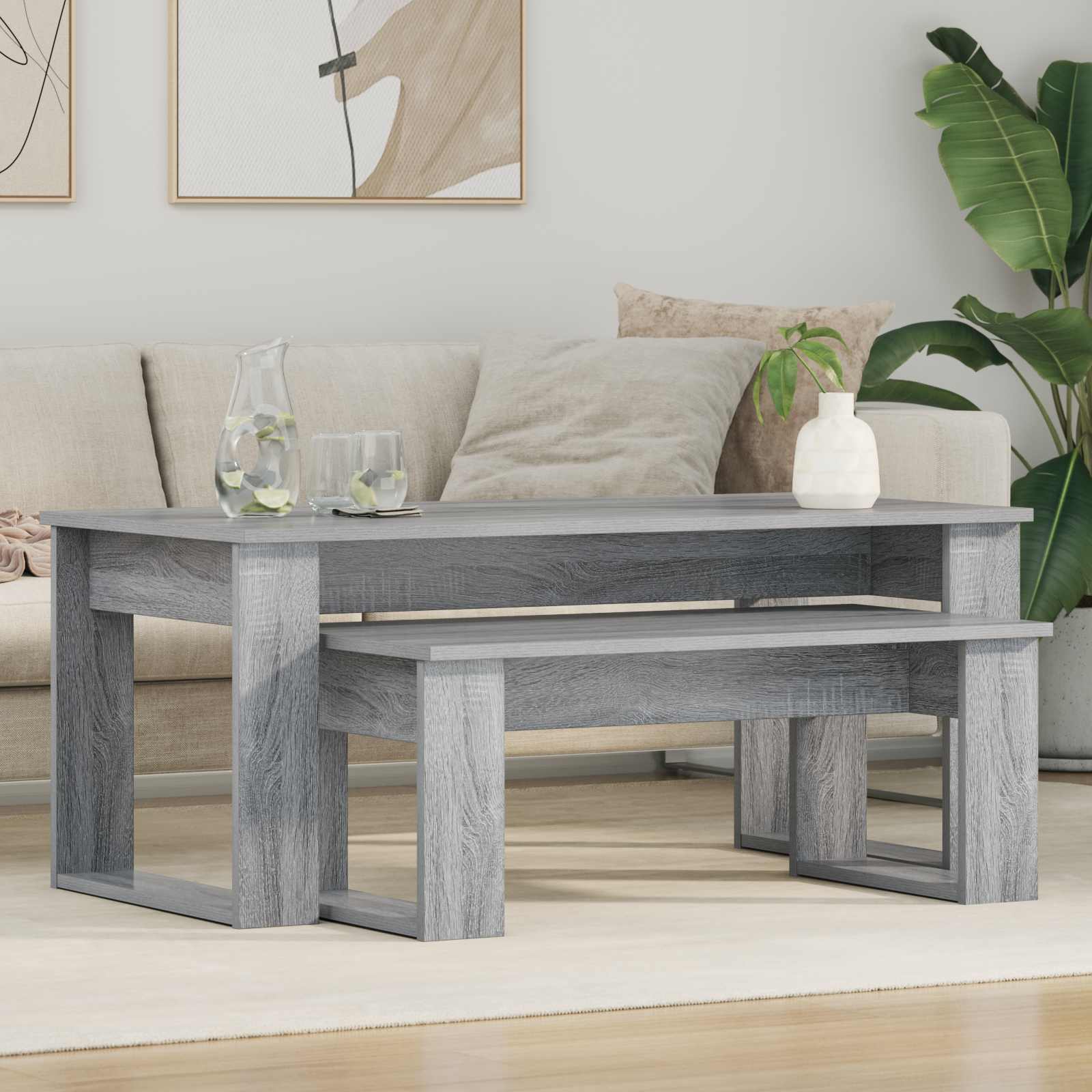 Ensemble de tables basses 2 pcs Gris Sonoma Bois d'ingénierie - XIOS