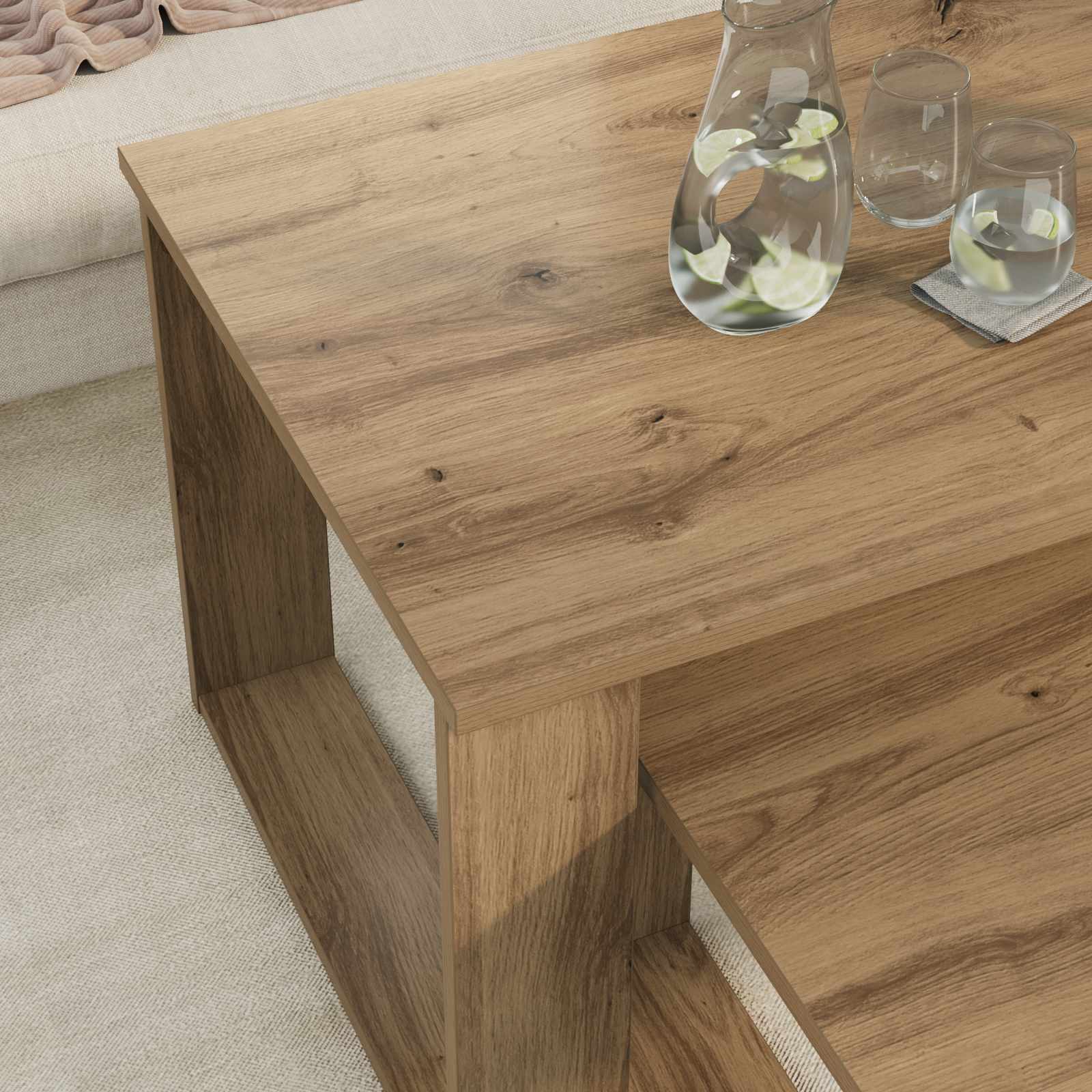 Ensemble de tables basses 2 pcs Chêne artisanal - XIOS