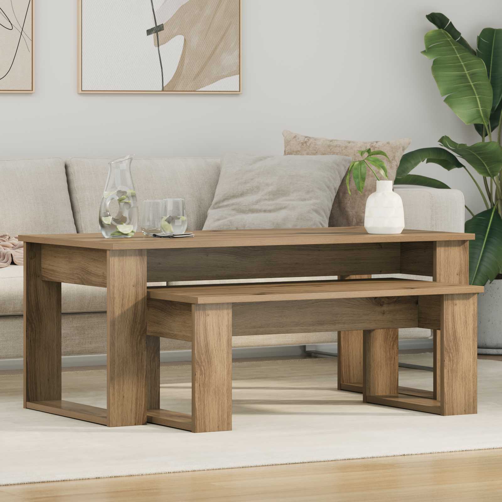 Ensemble de tables basses 2 pcs Chêne artisanal - XIOS
