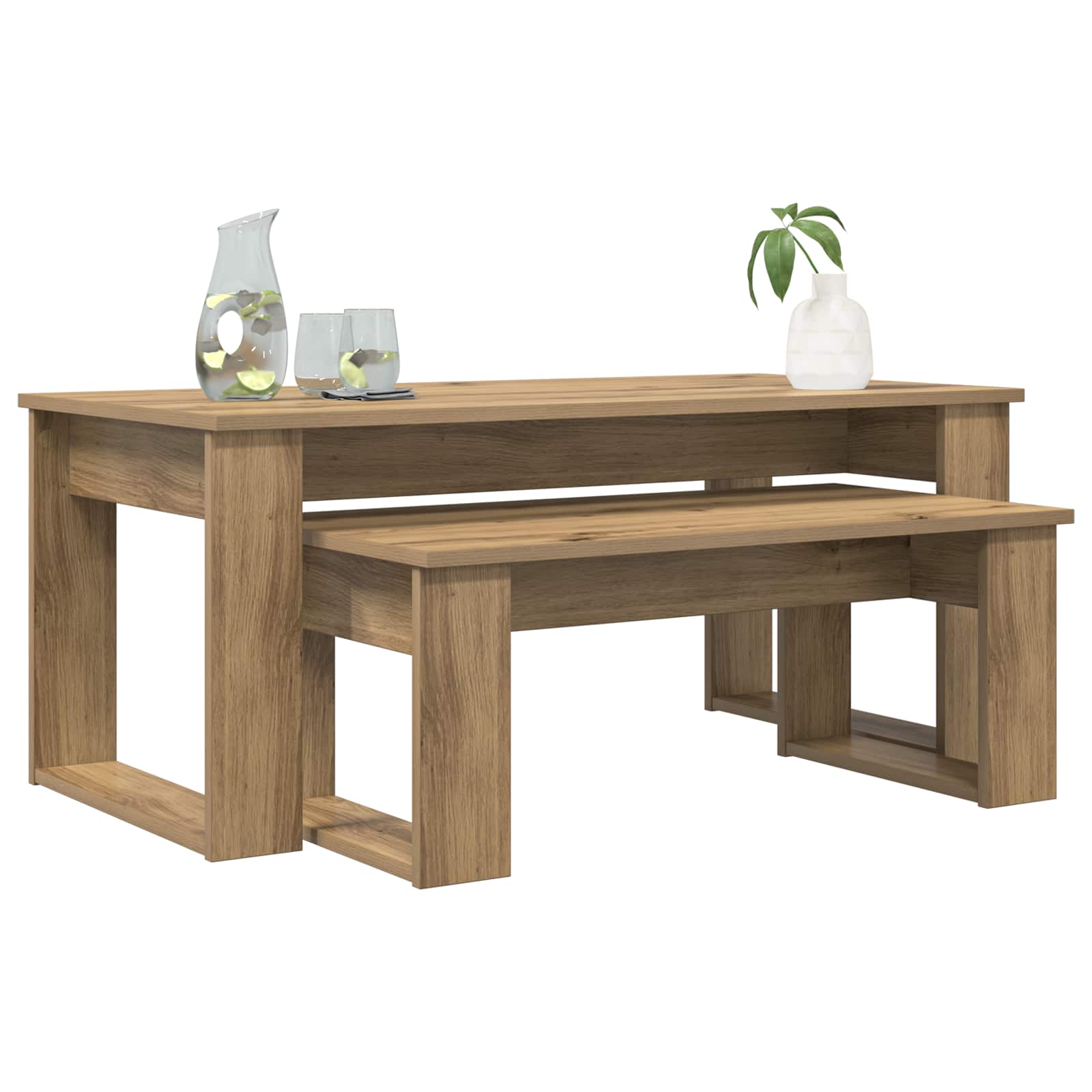 Ensemble de tables basses 2 pcs Chêne artisanal - XIOS