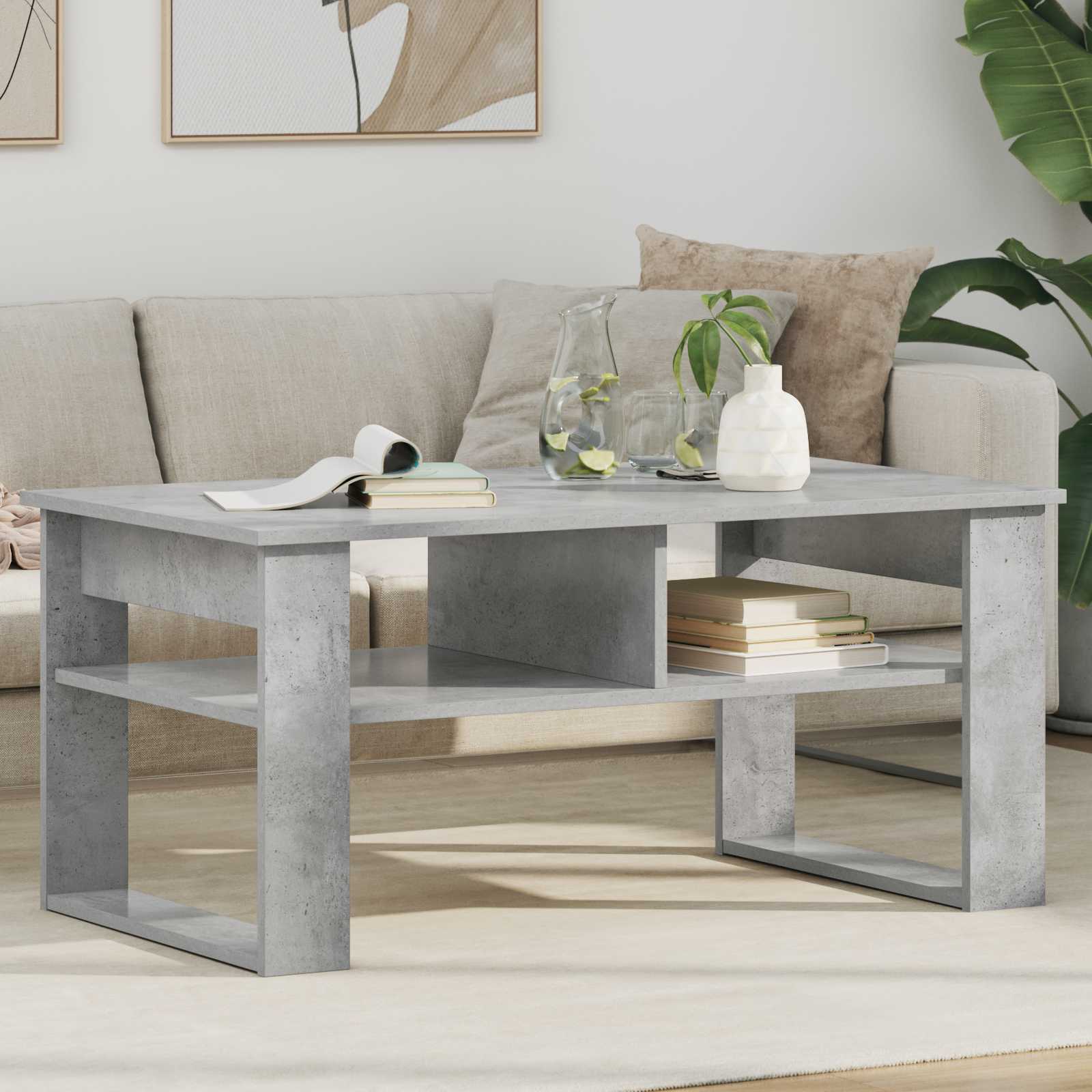 Table basse Gris béton 96 x 54 x 44 cm Bois d'ingénierie - XIOS