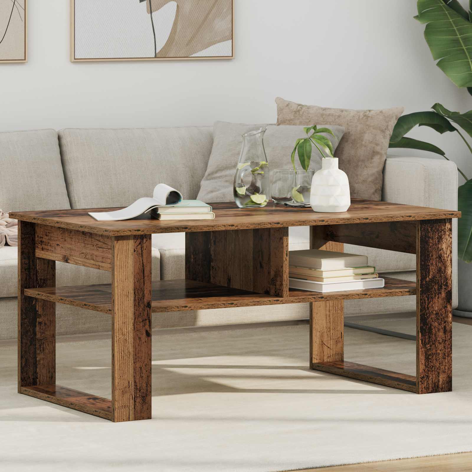 Table basse Bois ancien 96 x 54 x 44 cm Bois d'ingénierie - XIOS