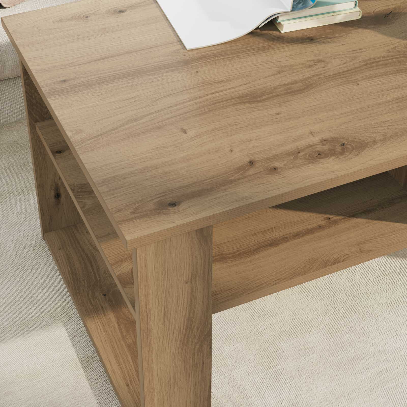 Table basse Chêne artisanal 96 x 54 x 44 cm Bois d'ingénierie - XIOS