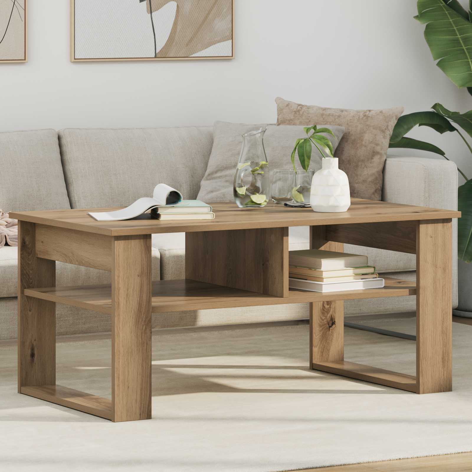 Table basse Chêne artisanal 96 x 54 x 44 cm Bois d'ingénierie - XIOS