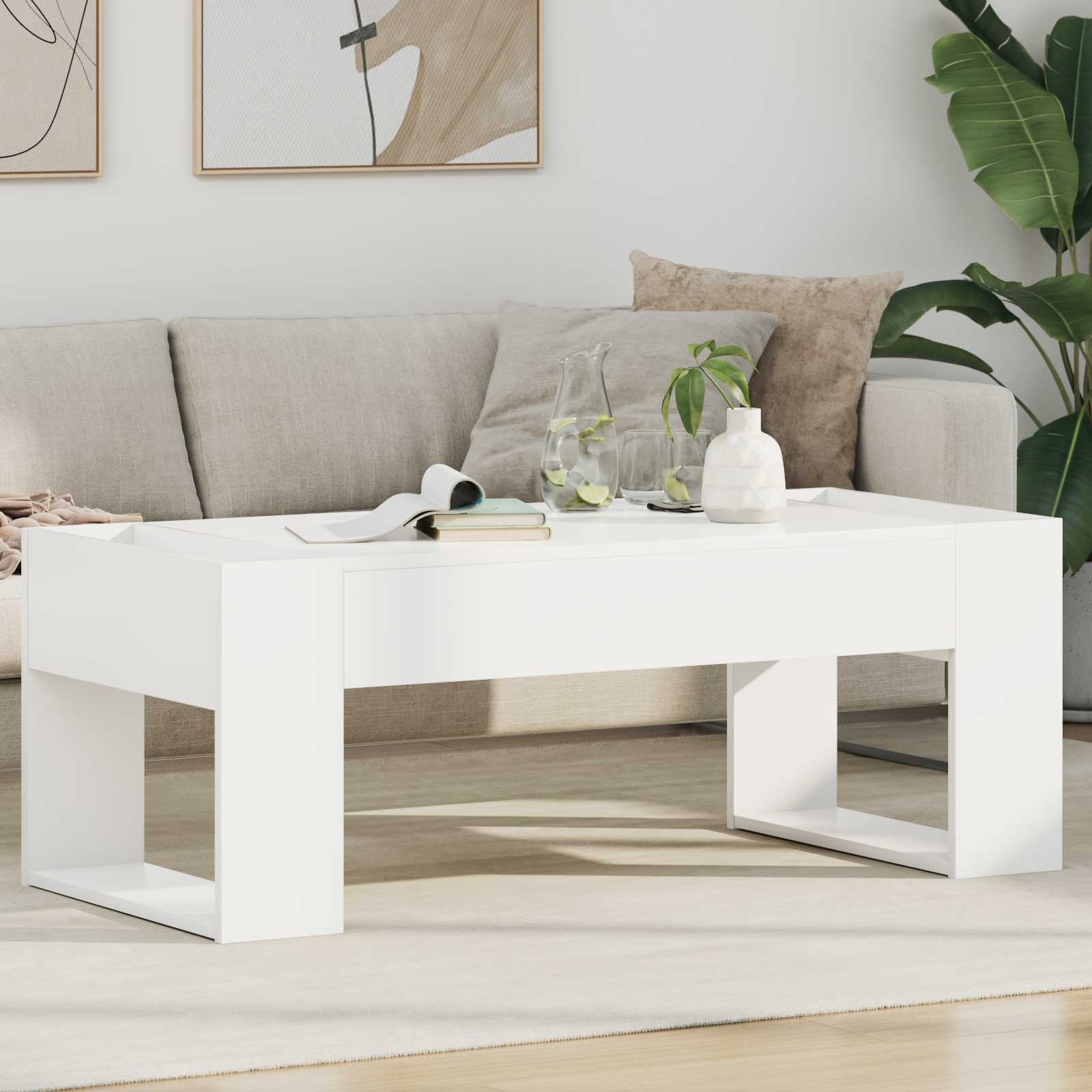 Table basse Blanc 110 x 50 x 41 cm Bois d'ingénierie - XIOS