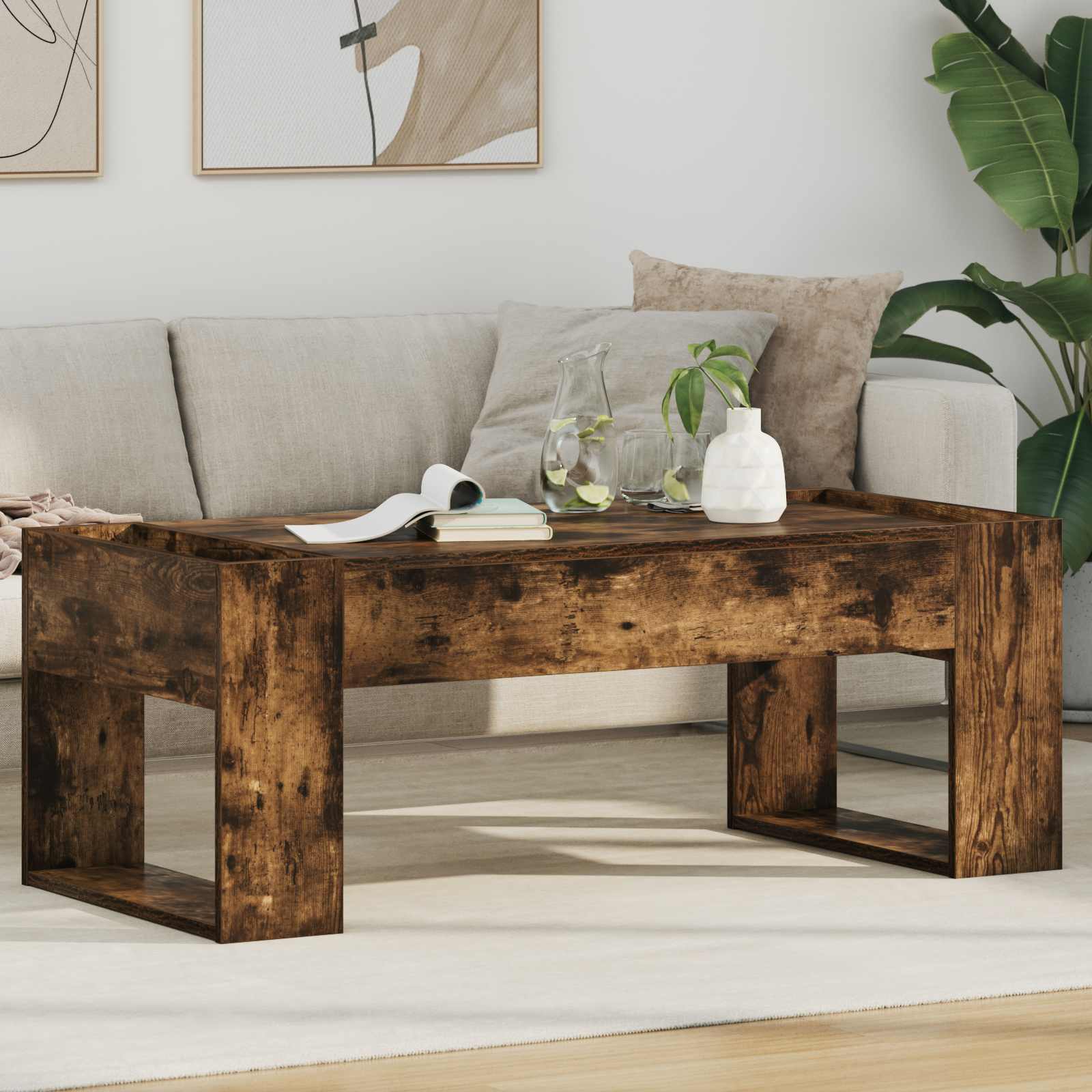 Table basse Chêne fumé 110 x 50 x 41 cm Bois d'ingénierie - XIOS